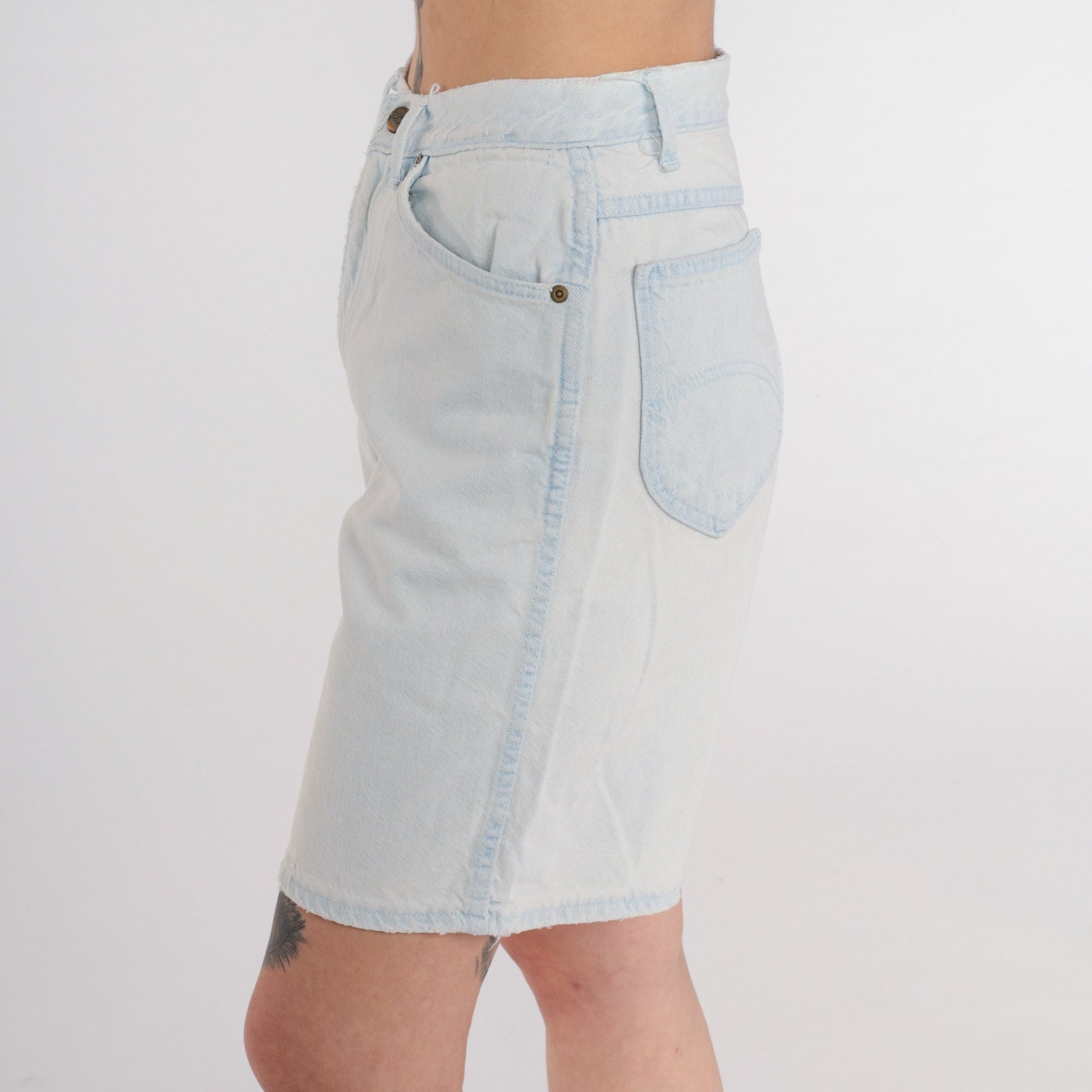 90s Light Wash Denim Shorts High Rise Stone Wash Jean Shorts Small