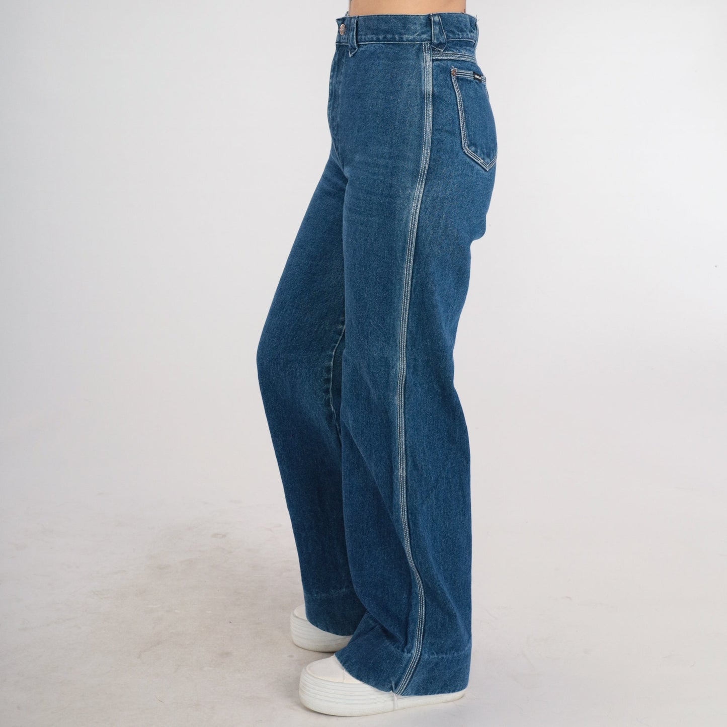 80s Union Gap Ultra High Rise Wide Leg Jeans Dark Wash Embroidered Sun Small 28