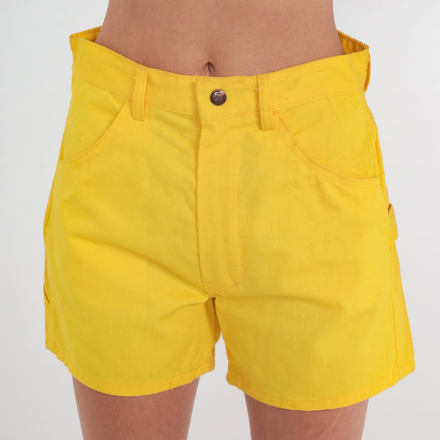 70s Fawn Grove Yellow Cargo Shorts High Rise Cotton Deadstock Small