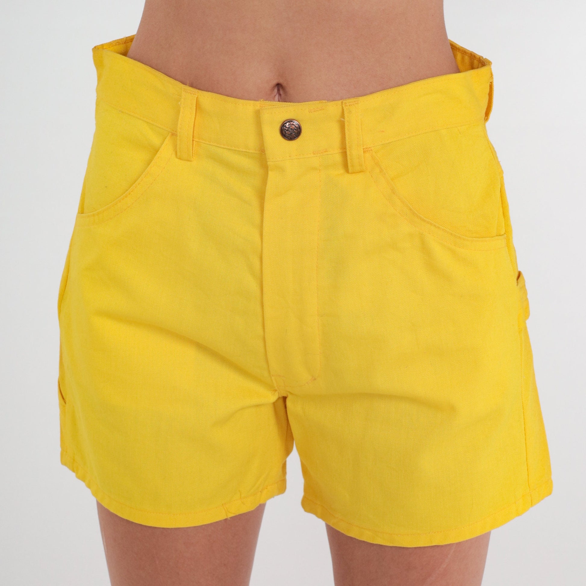 70s Fawn Grove Yellow Cargo Shorts High Rise Cotton Deadstock Small