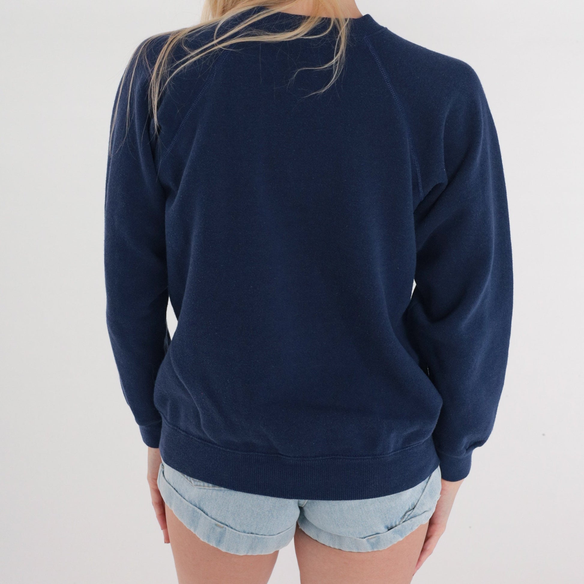 90s Santa Rosa Paper Co Logo Sweatshirt Navy Raglan Crewneck Medium M