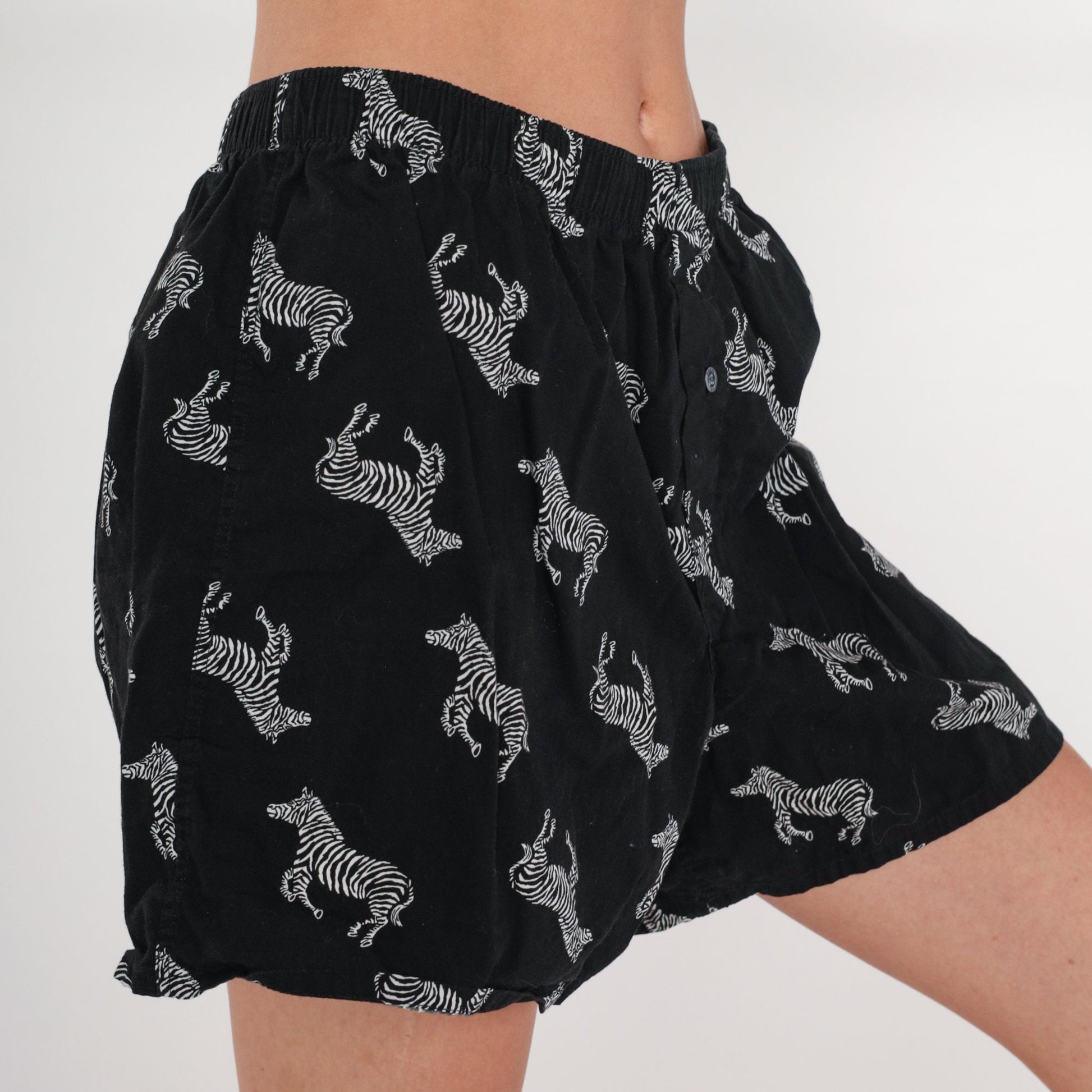 90s Ralph Lauren Zebra Boxer Shorts Black Animal Print Medium M