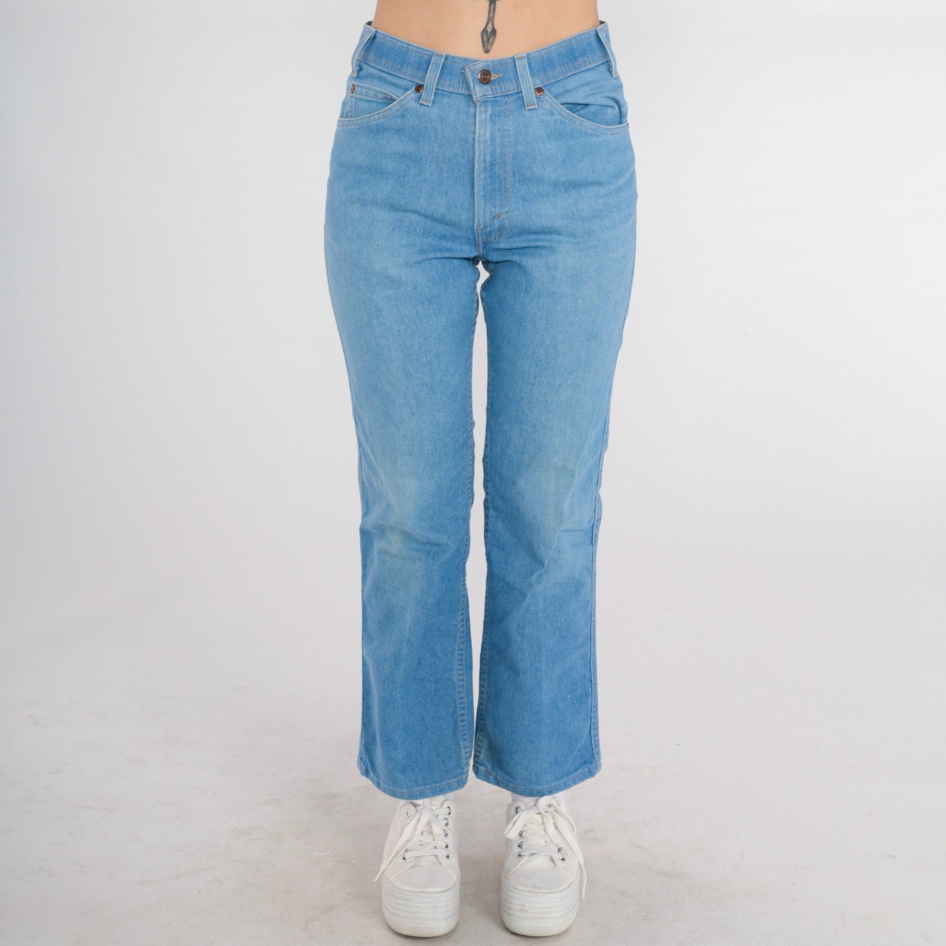 70s Levi's Bootcut Jeans Mid Rise Blue Denim Flared Medium