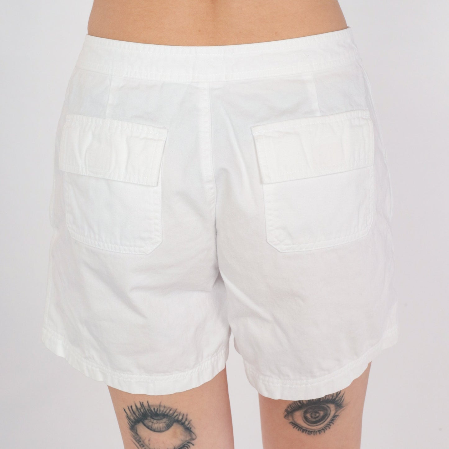 00s Ocean Pacific White Cotton Shorts High Drawstring Waist Large