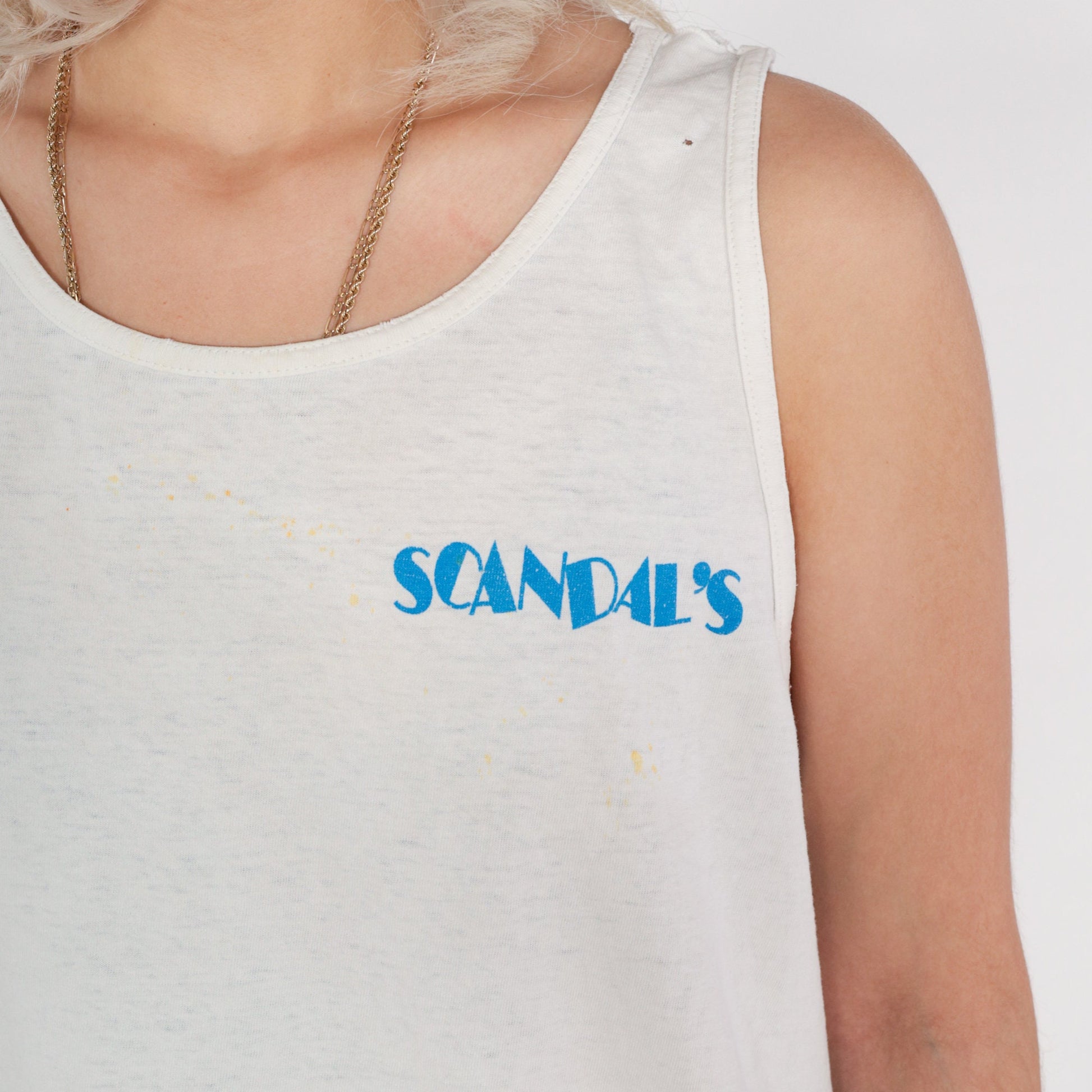 90s Scandal's Bar Eugene Oregon Tank Top Graphic Tee White Large L