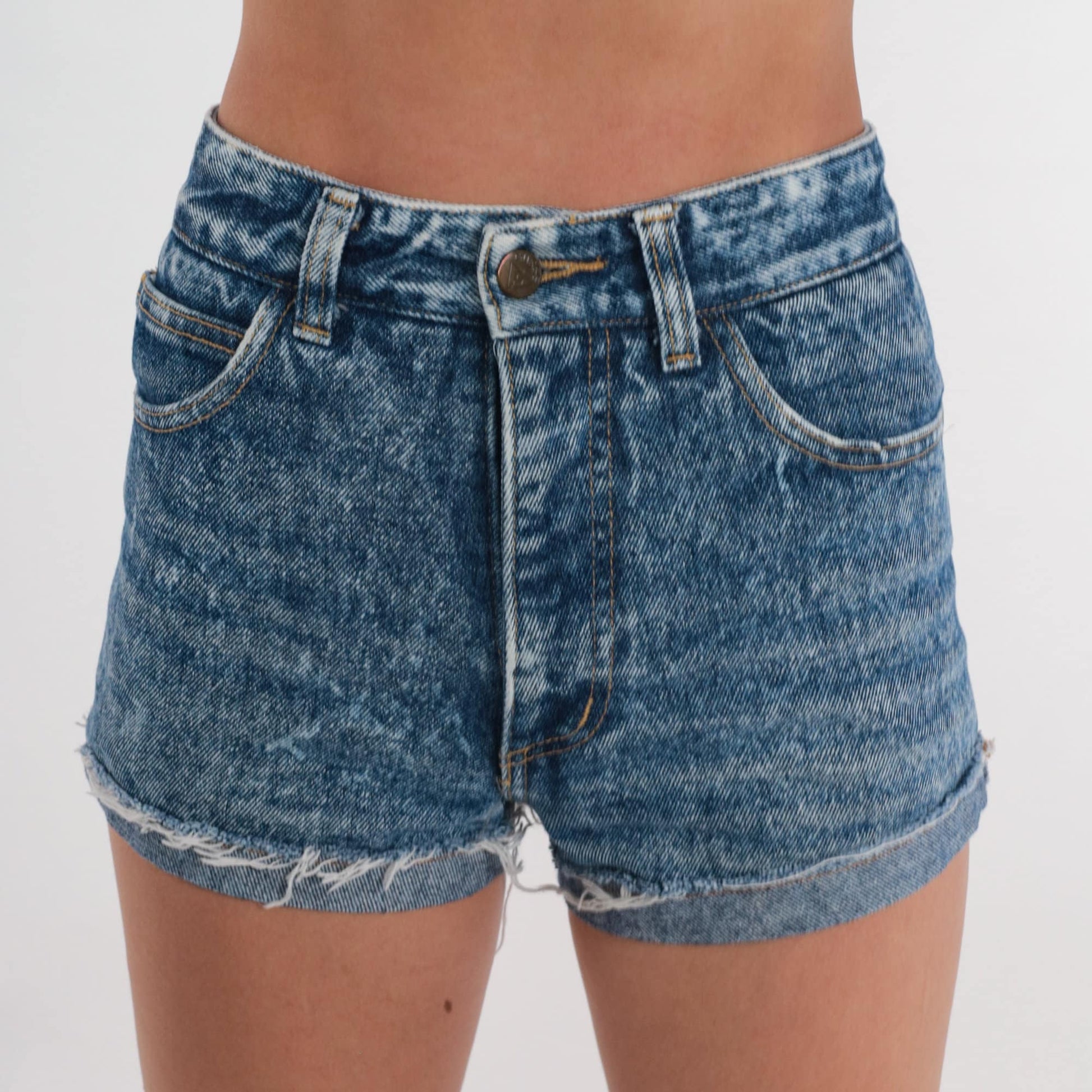 Guess Acid Wash Cutoff Jean Shorts High Waisted 90s Denim Blue XXS