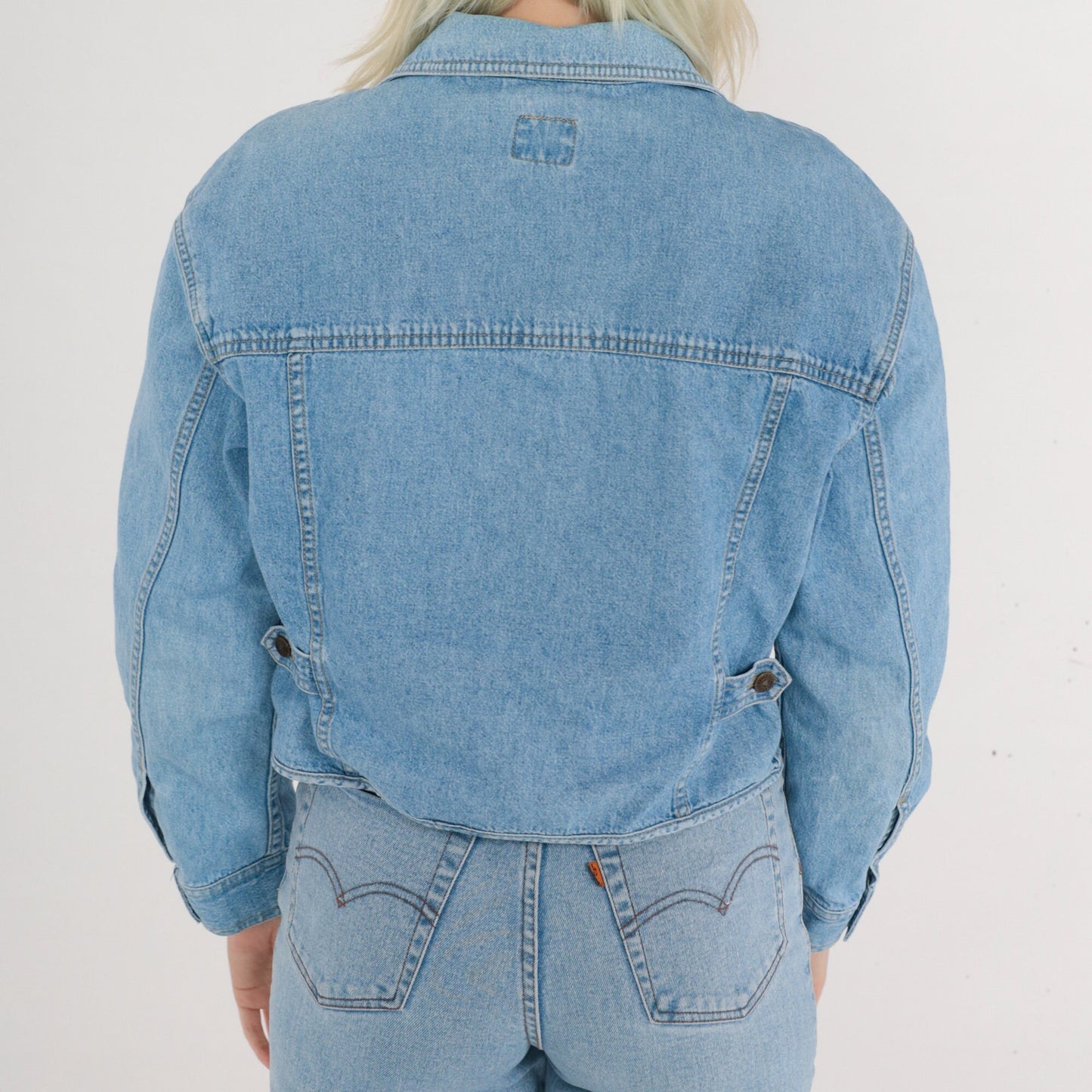 90s Liz Wear Cropped Denim Jacket Blue Zip-Up Medium