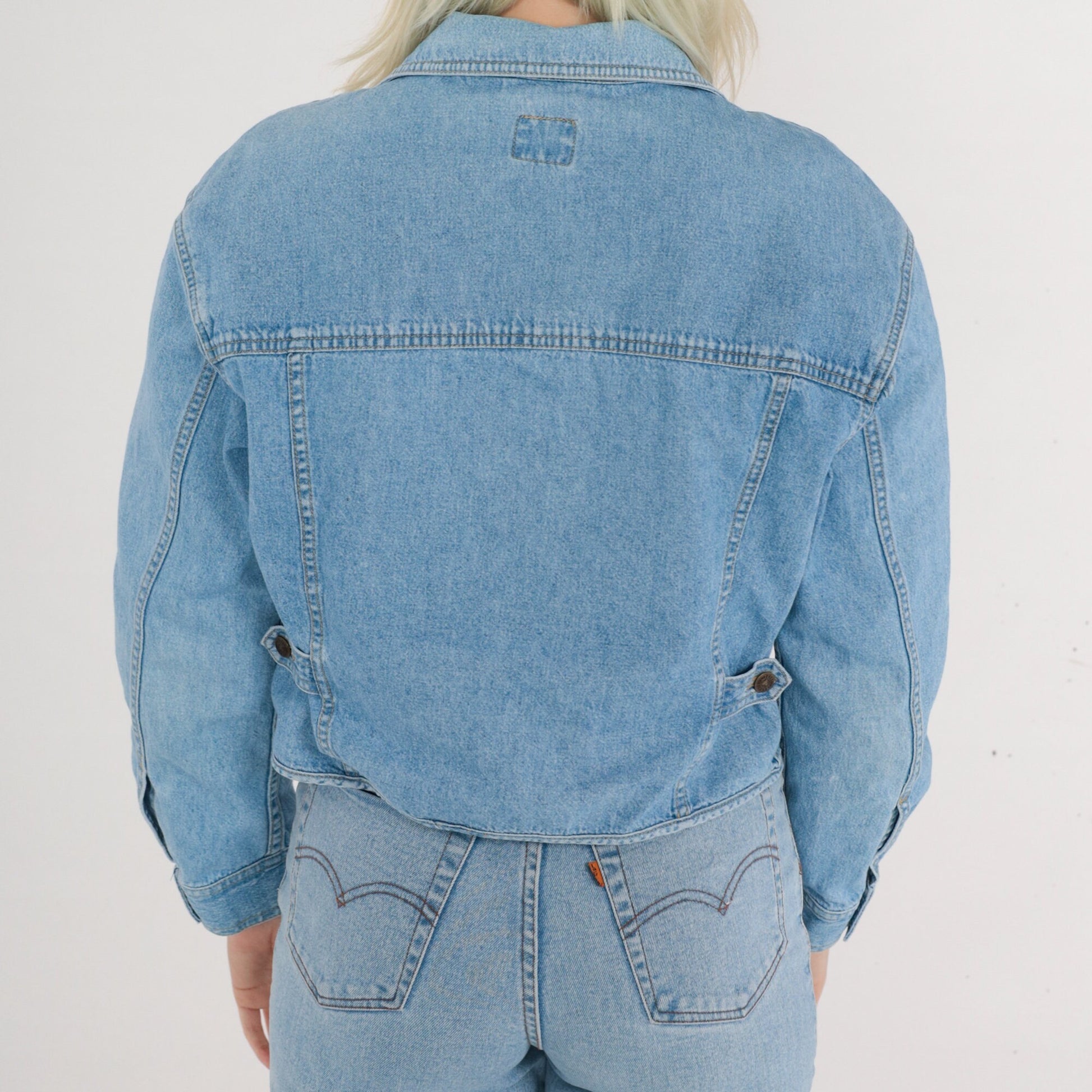 90s Liz Wear Cropped Denim Jacket Blue Zip-Up Medium