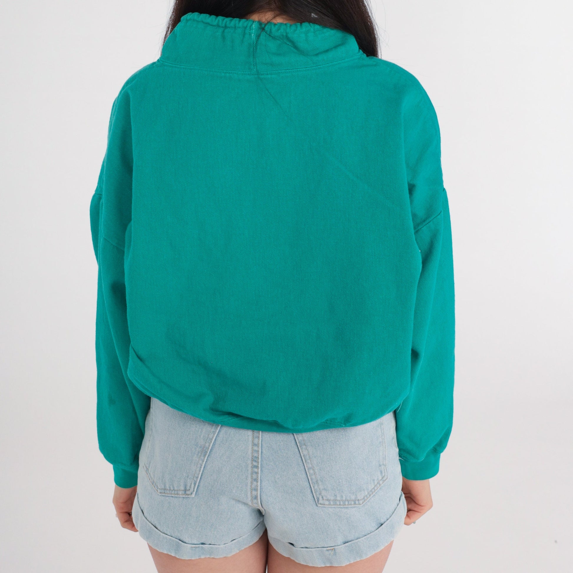 90s Internationale Bleu Nautical Cotton Sweatshirt Green Funnel Neck Small Medium