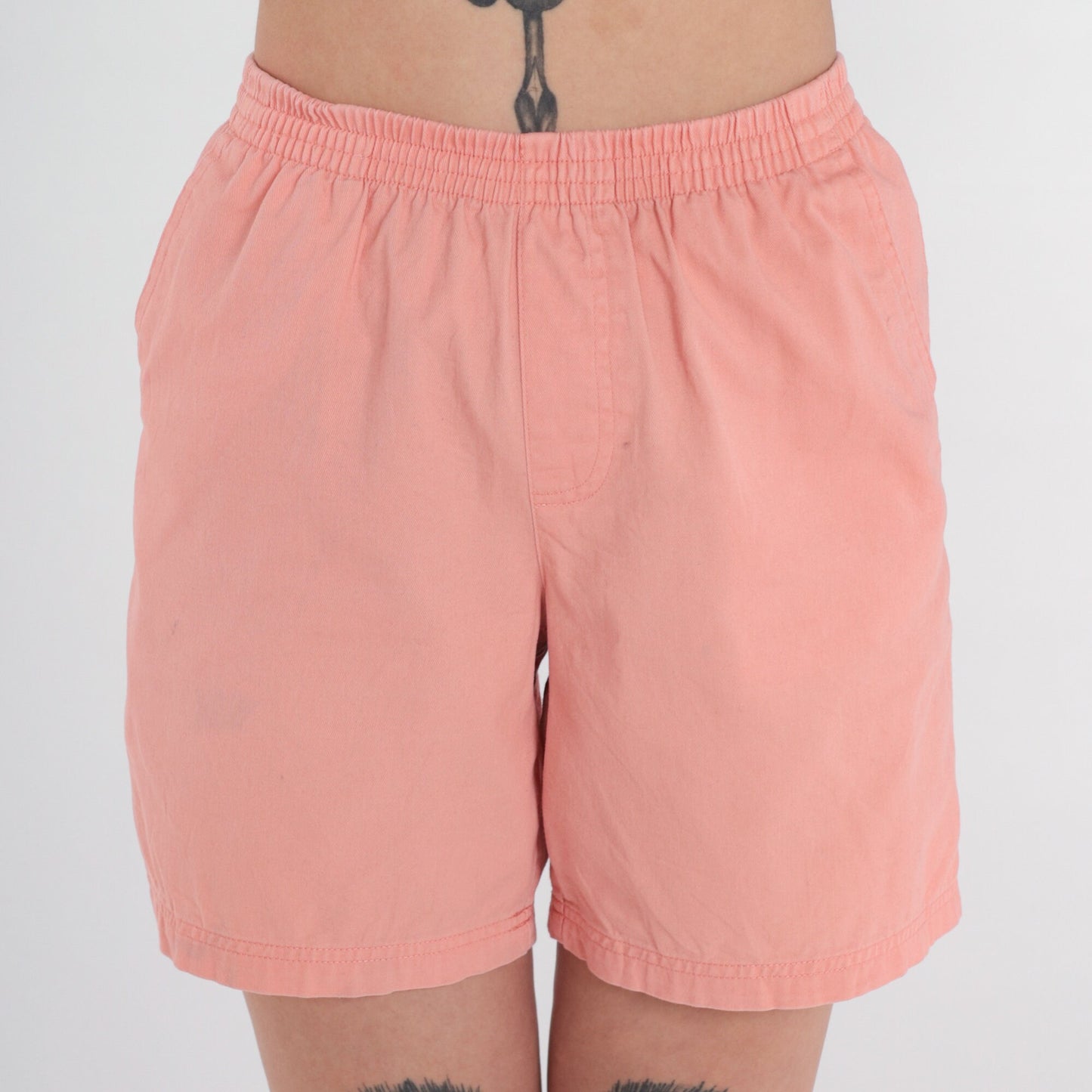 00s Pink Cotton High-Waist Shorts Elastic Waist Small S