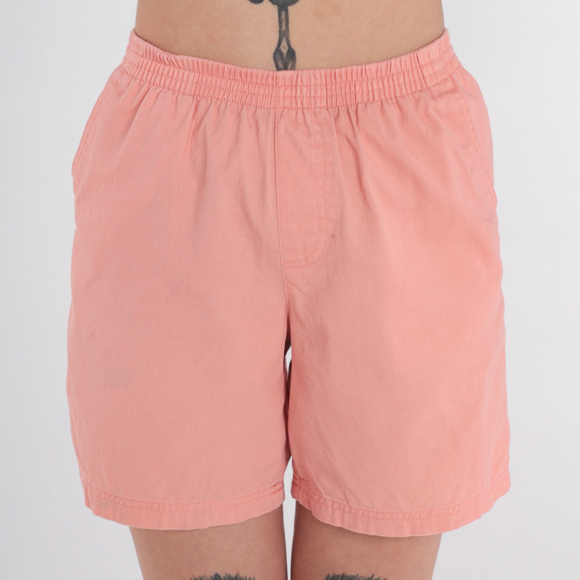 00s Pink Cotton High-Waist Shorts Elastic Waist Small S