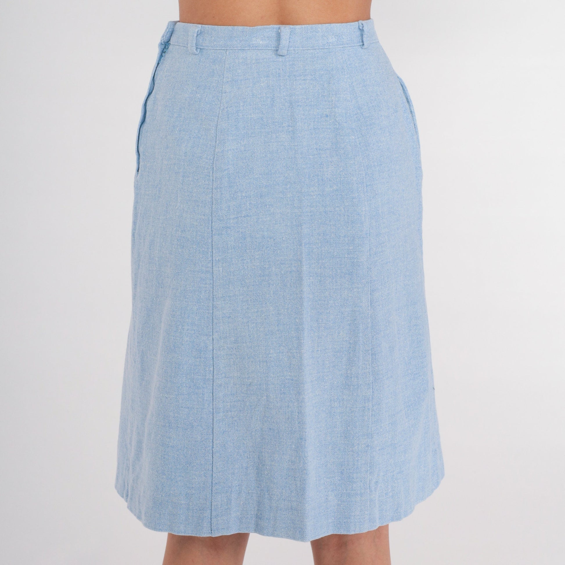 80s Baby Blue High-Waist Mini Skirt Woven Extra Small XS