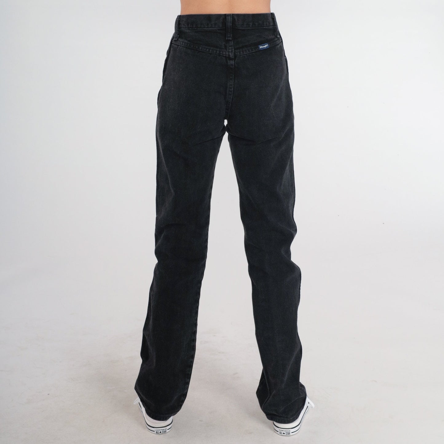 90s Wrangler Black Denim High-Rise Straight Leg Jeans Extra Small