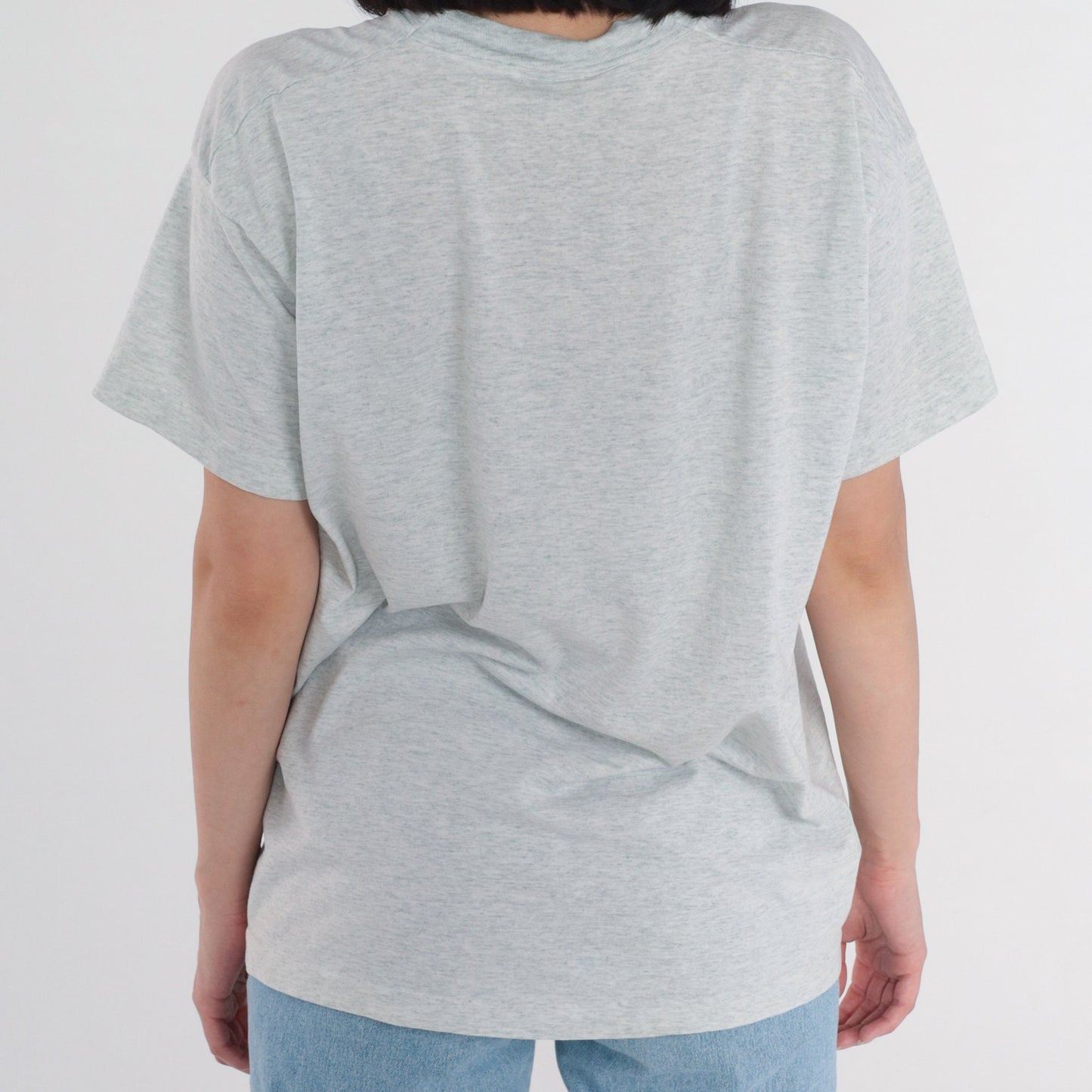 90s Penguin Graphic T-Shirt Heart Rose Cartoon Grey Single Stitch Extra Large XL