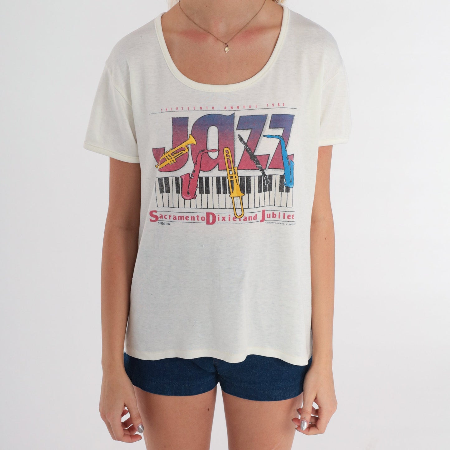 80s Sacramento Dixieland Jubilee Jazz Festival Graphic Tee Extra Large