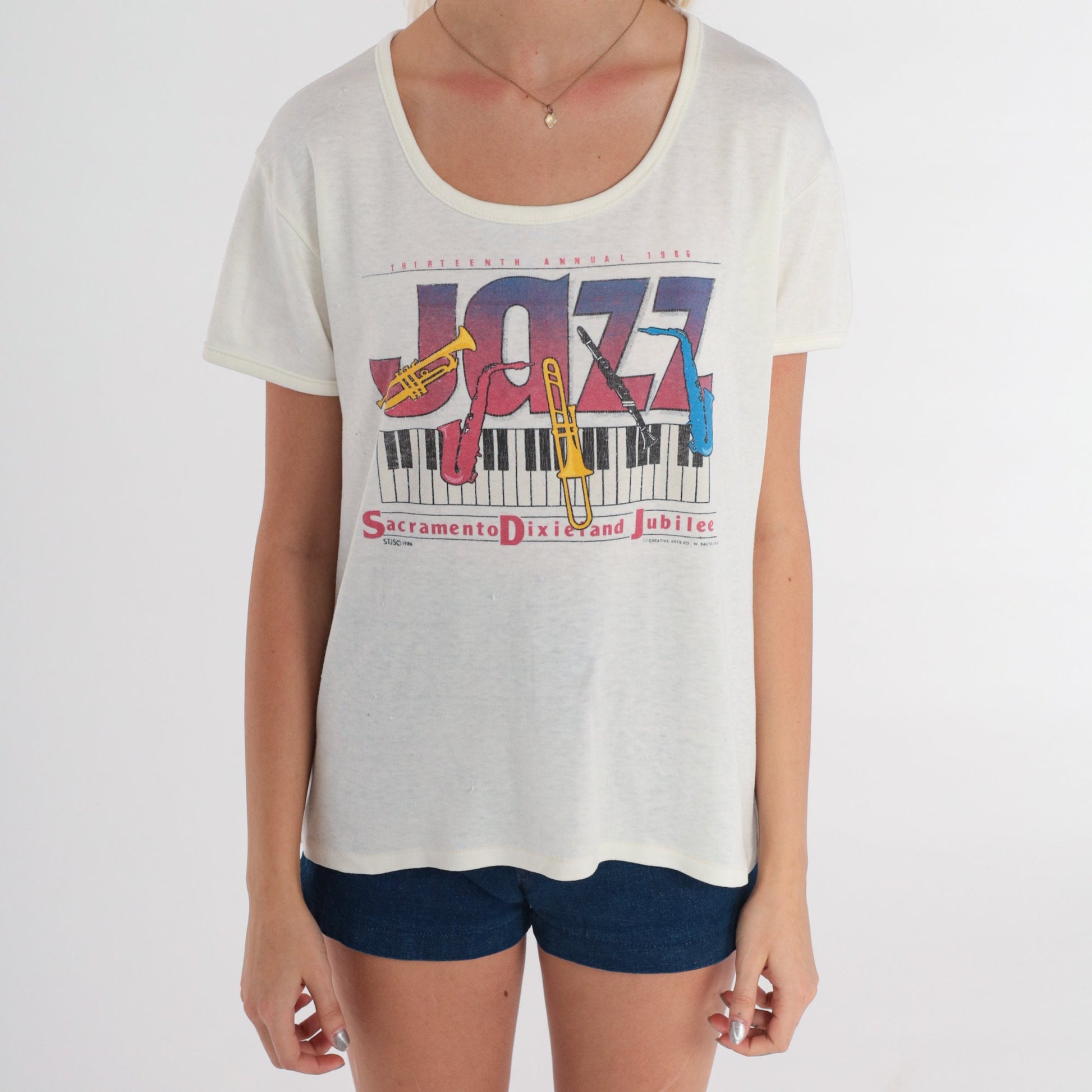 80s Sacramento Dixieland Jubilee Jazz Festival Graphic Tee Extra Large