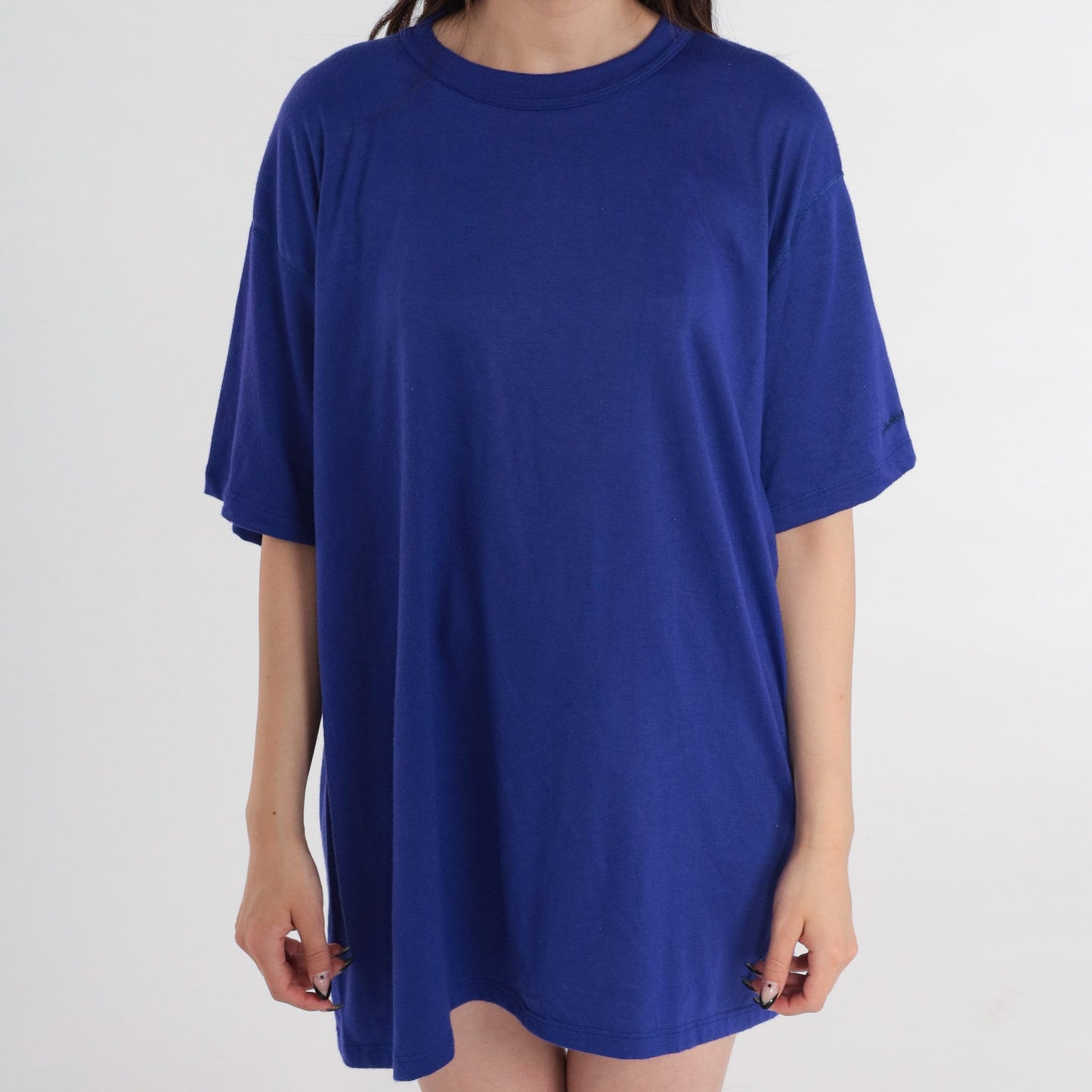 Y2K Duofold Indigo Blue T-Shirt Crewneck Short Sleeve Extra Large XXL