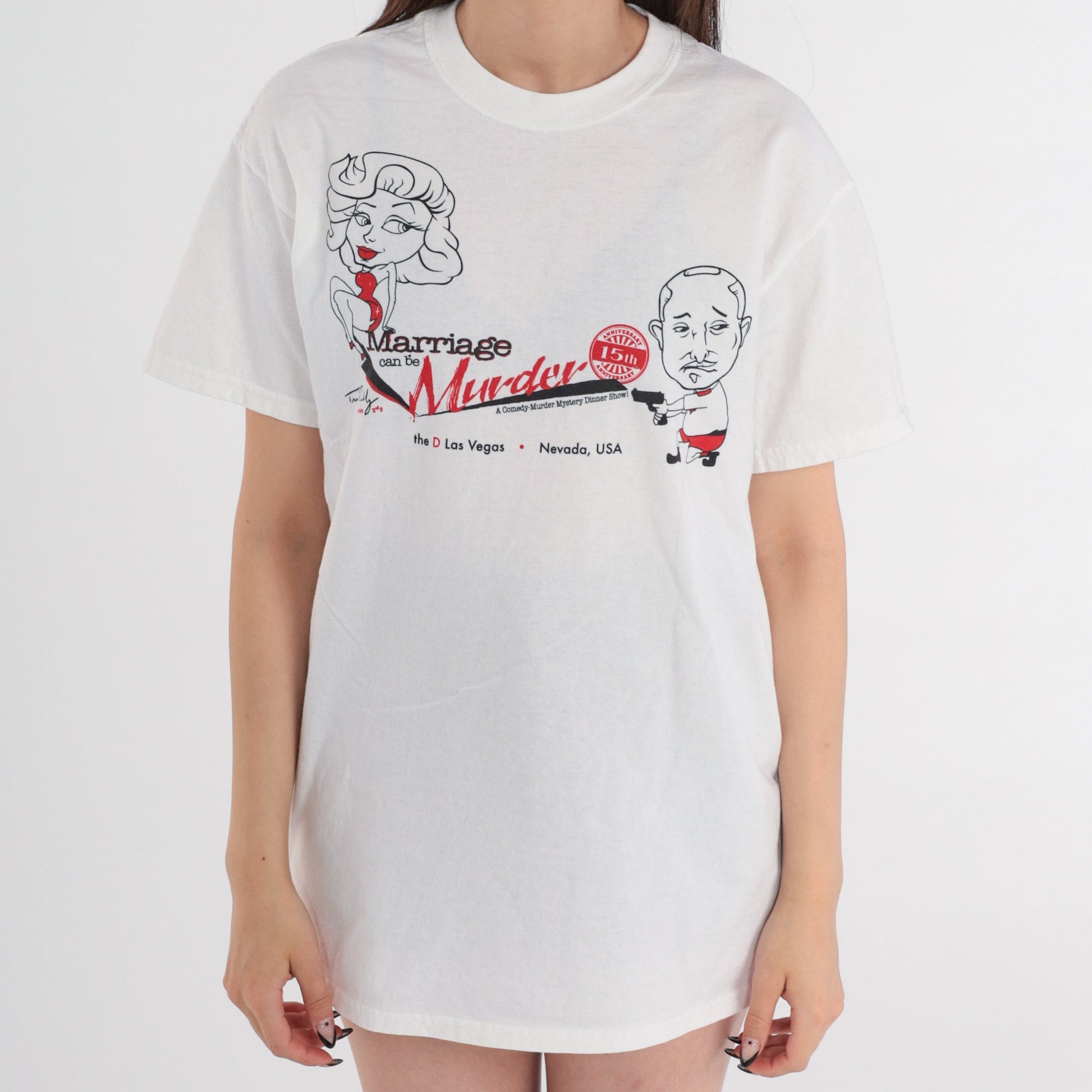 90s Marriage Can Be Murder Las Vegas Dinner Show Graphic T-Shirt Medium