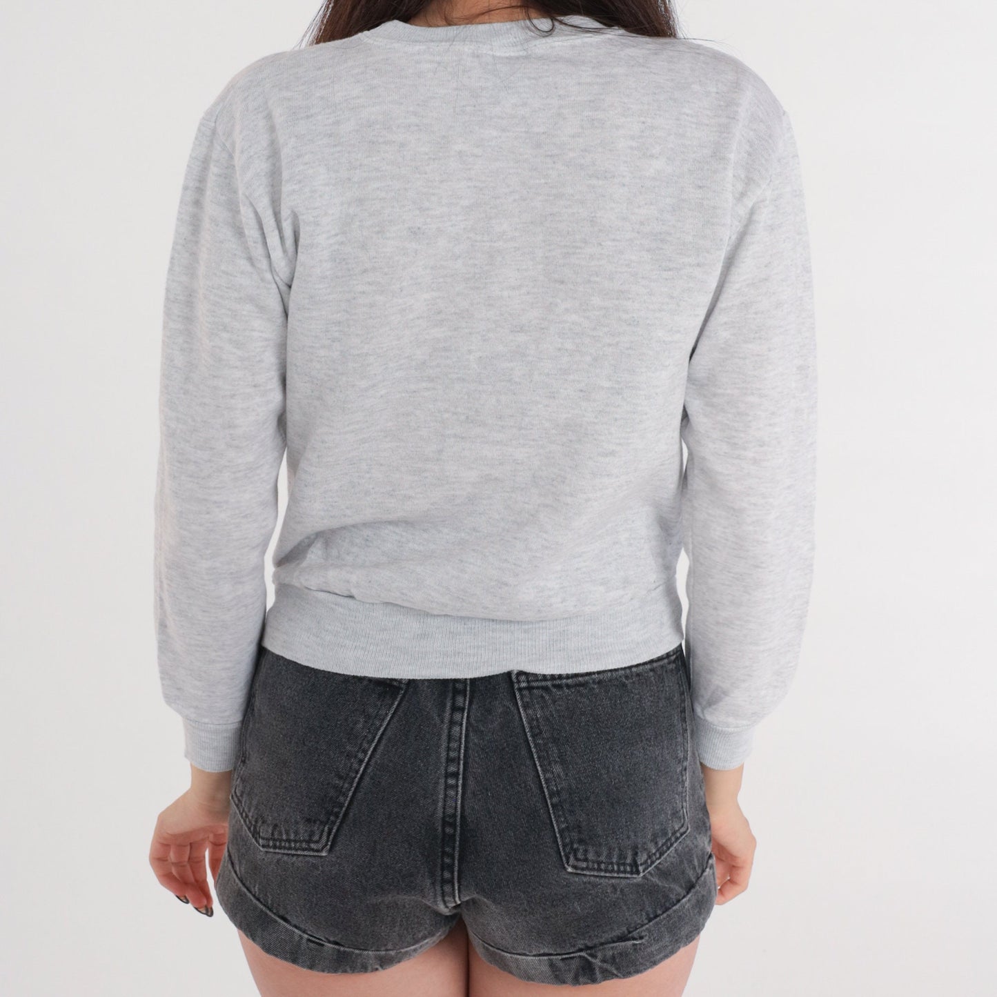 90s Chocolate Lab Painting Sweatshirt Heather Grey Graphic Crewneck XXS