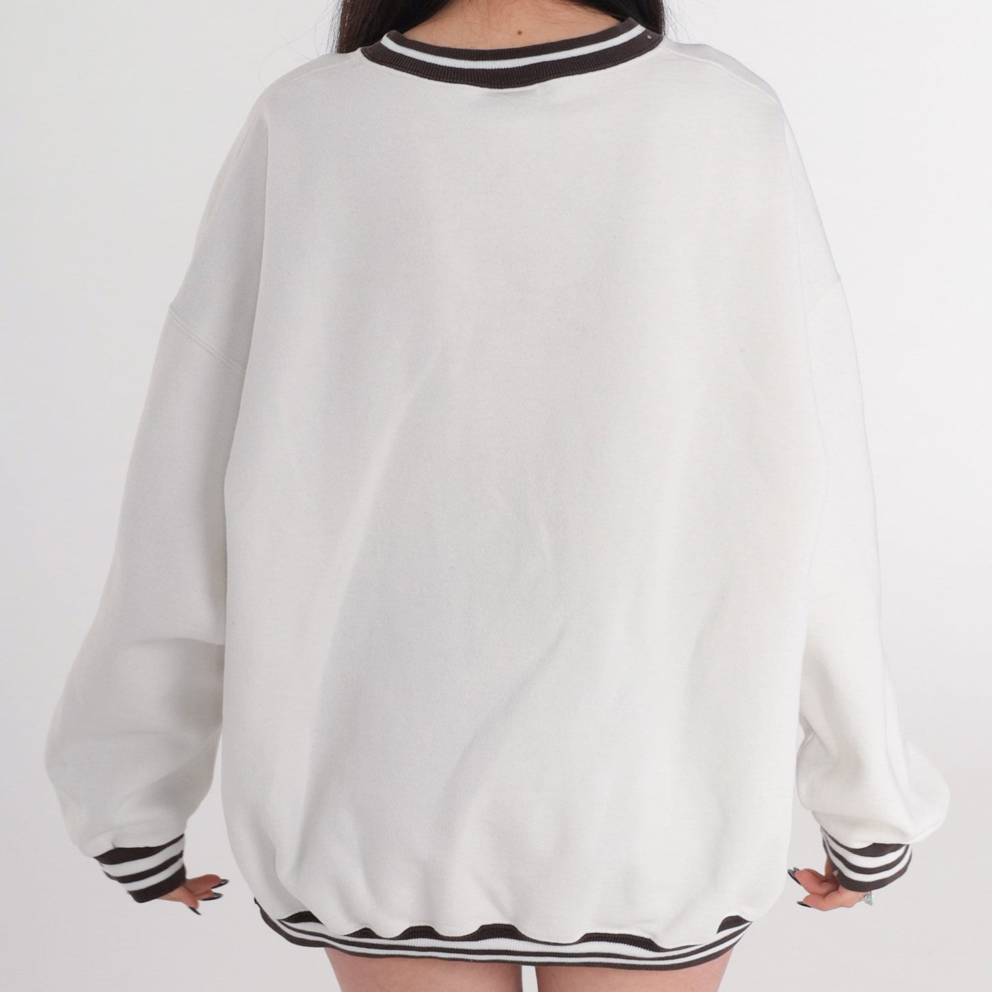 90s San Diego Sailboat Sweatshirt White Brown Graphic Ringer Neck XXL