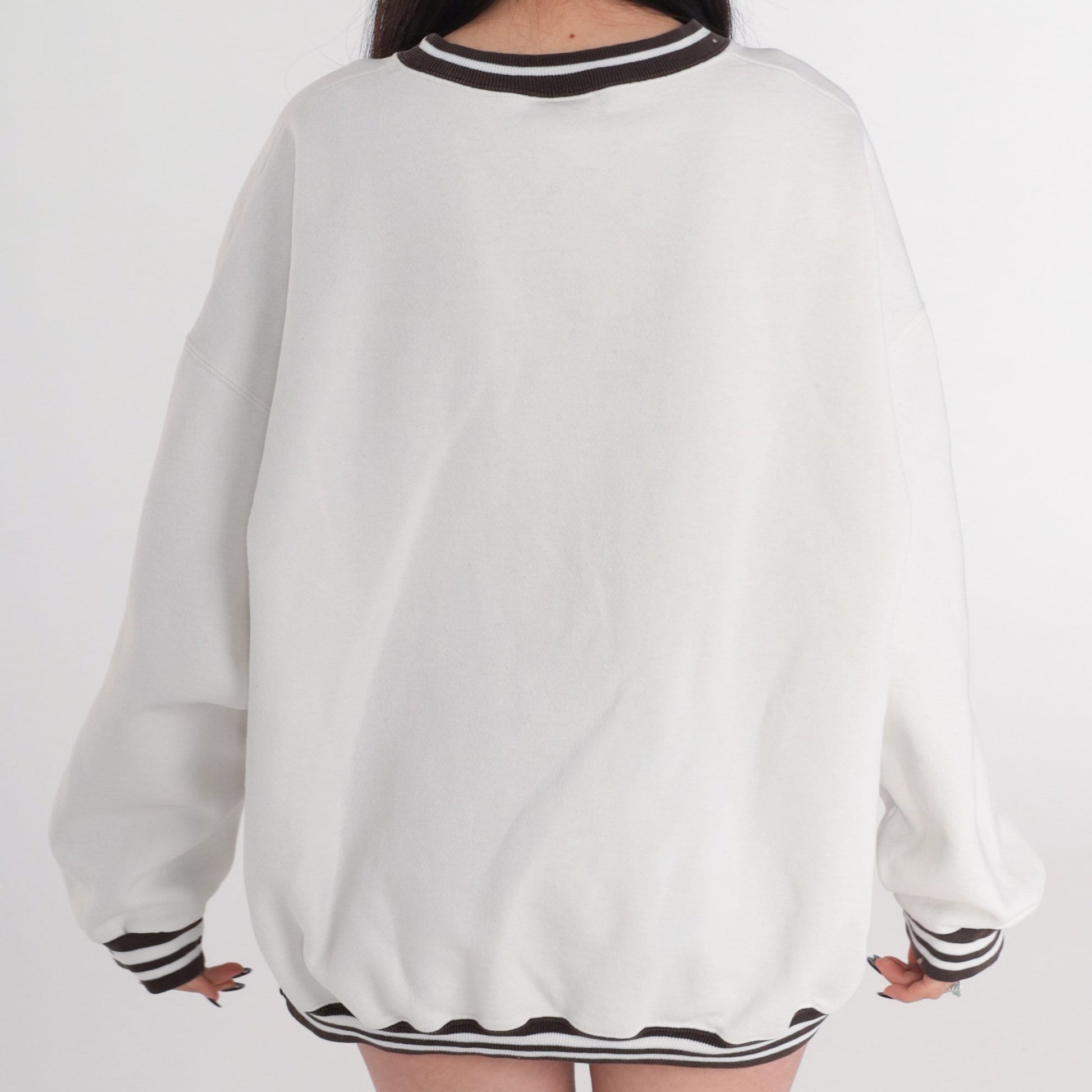 90s San Diego Sailboat Sweatshirt White Brown Graphic Ringer Neck XXL