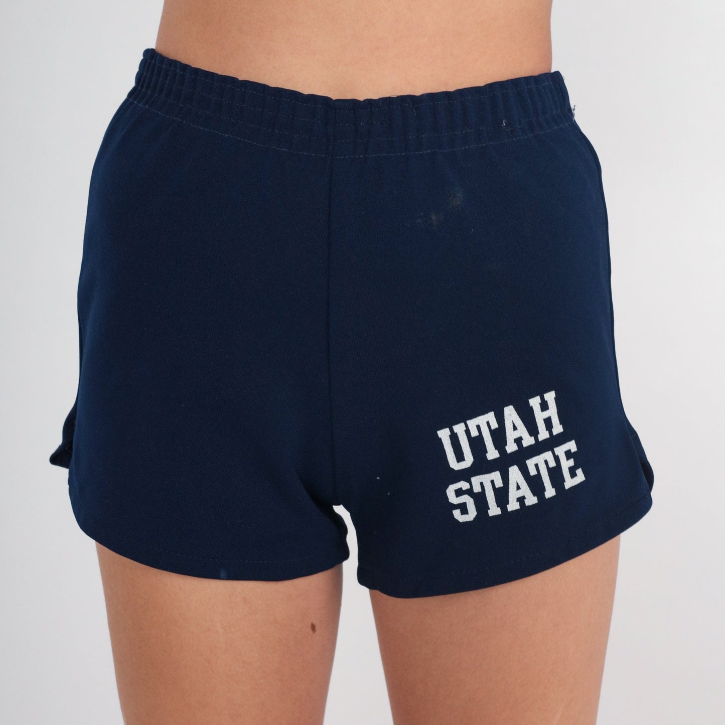 80s Utah State University Navy Jogging Shorts Extra Small XS