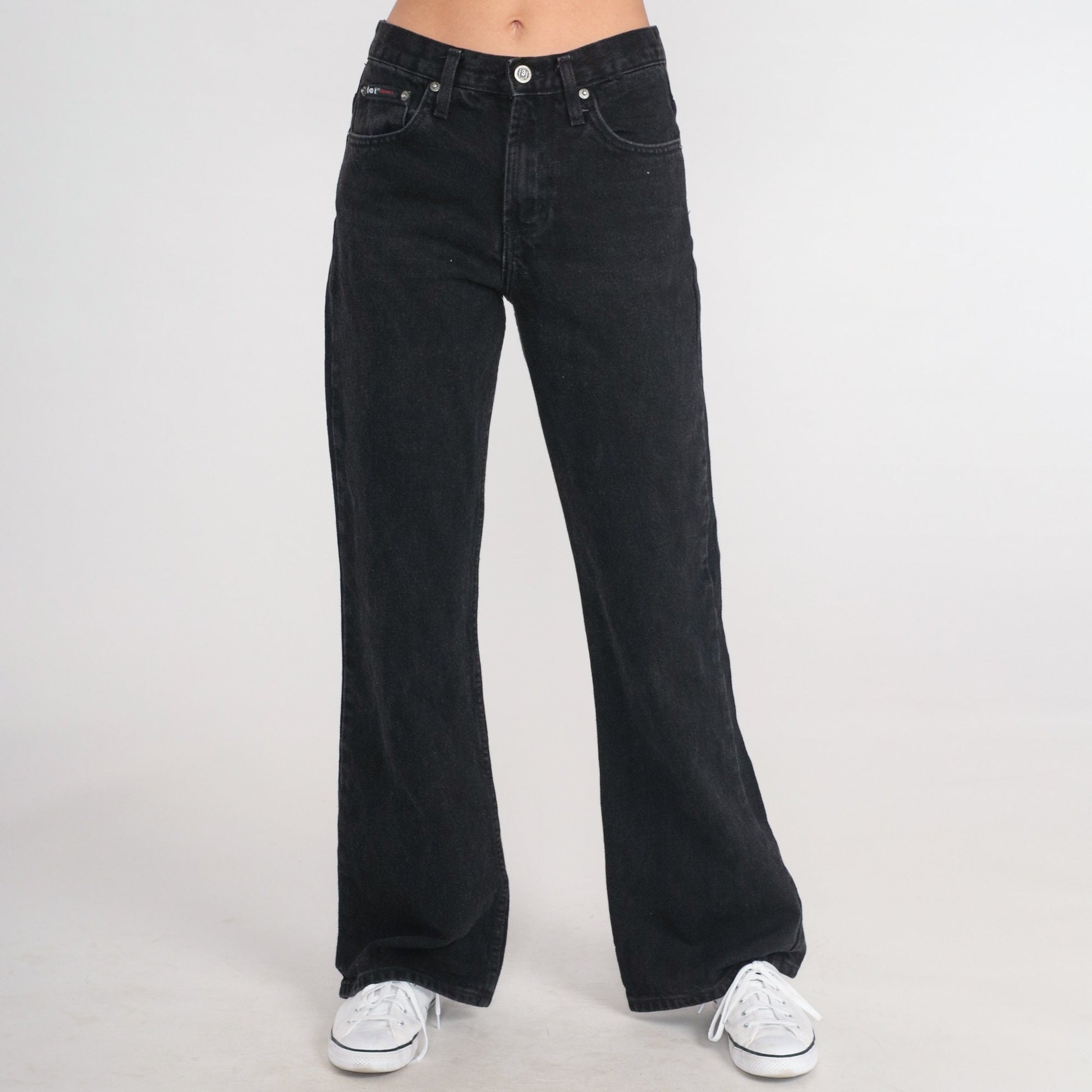 00s LEI Black Flare Jeans Mid Rise Denim Bellbottoms Small
