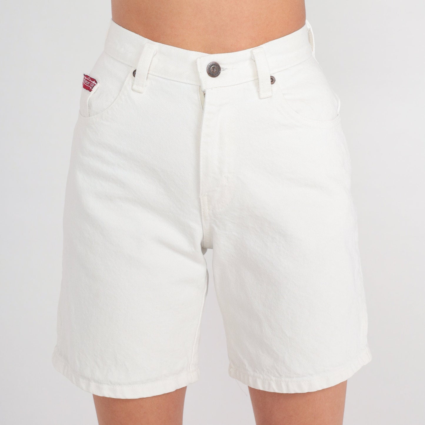 90s White Denim Shorts High Waist Cotton Jean Shorts XXS