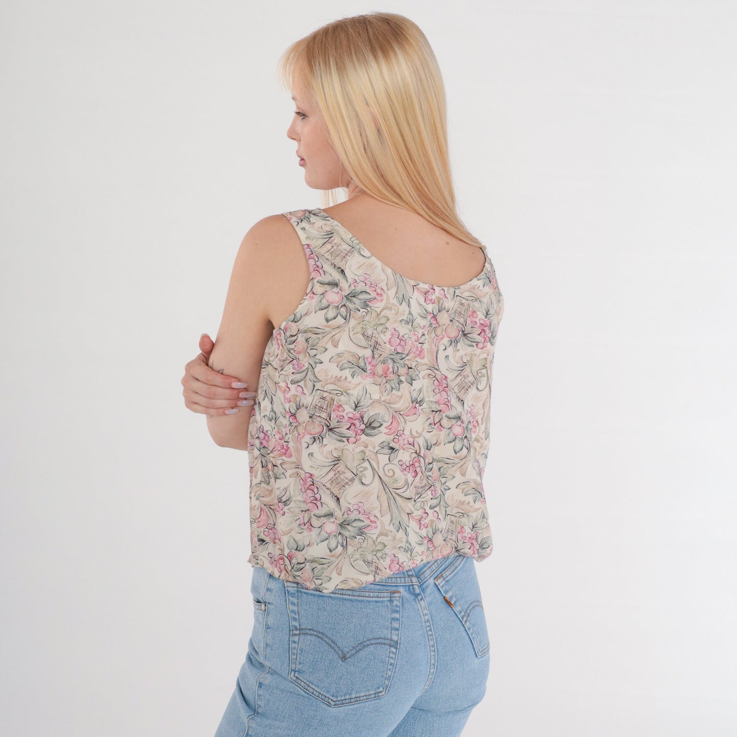 90s Rampage Fruit Print Tank Top Sleeveless Blouse Small S