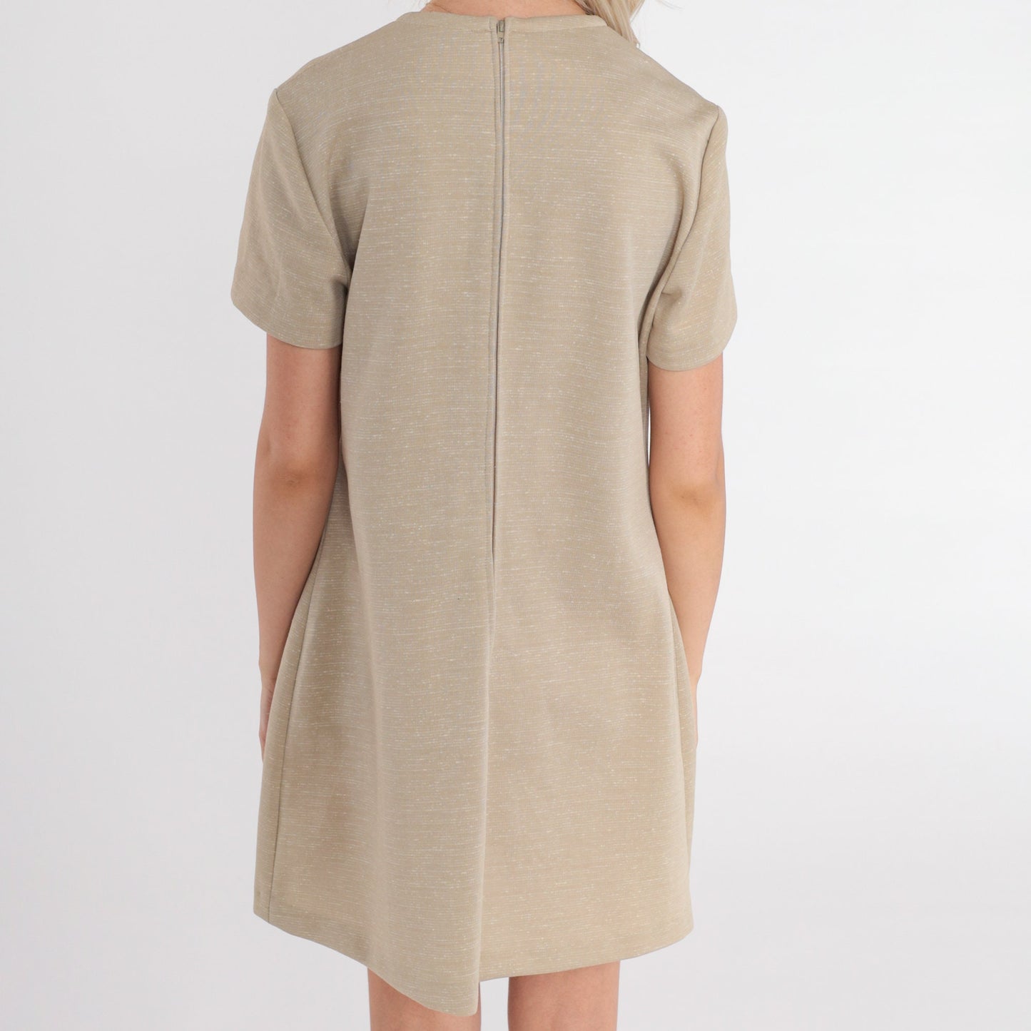 60s Lady Carol Shift Dress Mini Blue Short Sleeve Mod Large L