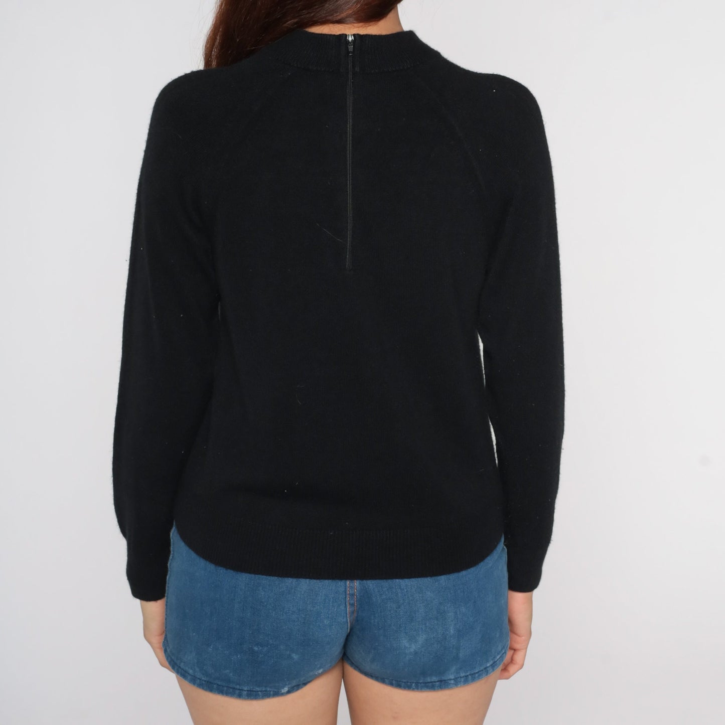 00s Hampshire Studio Black Knit Pullover Raglan Sleeve Petite Small