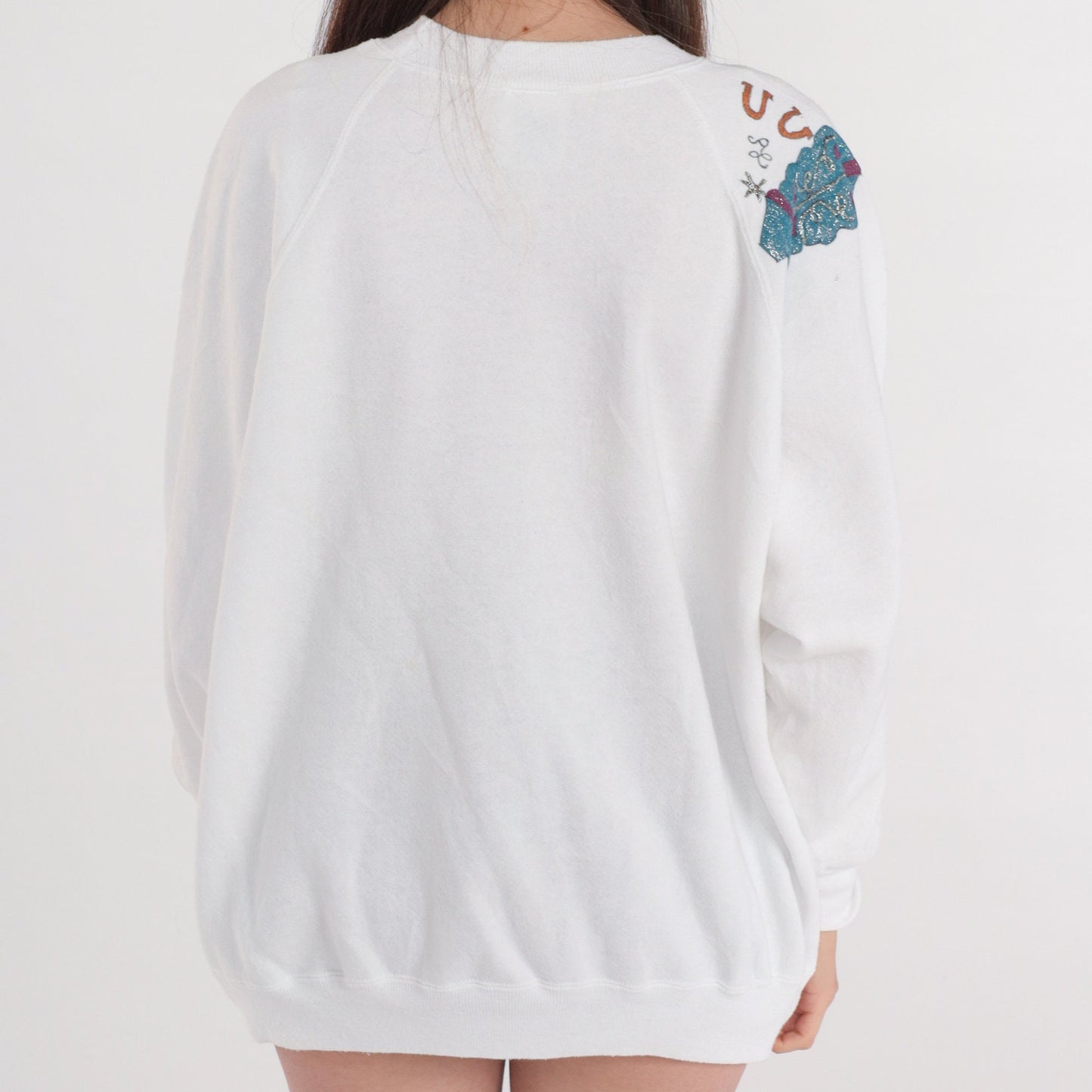 90s Rodeo Cowgirl Glitter Sweatshirt White Raglan Crewneck Pullover Extra Extra Large XXL