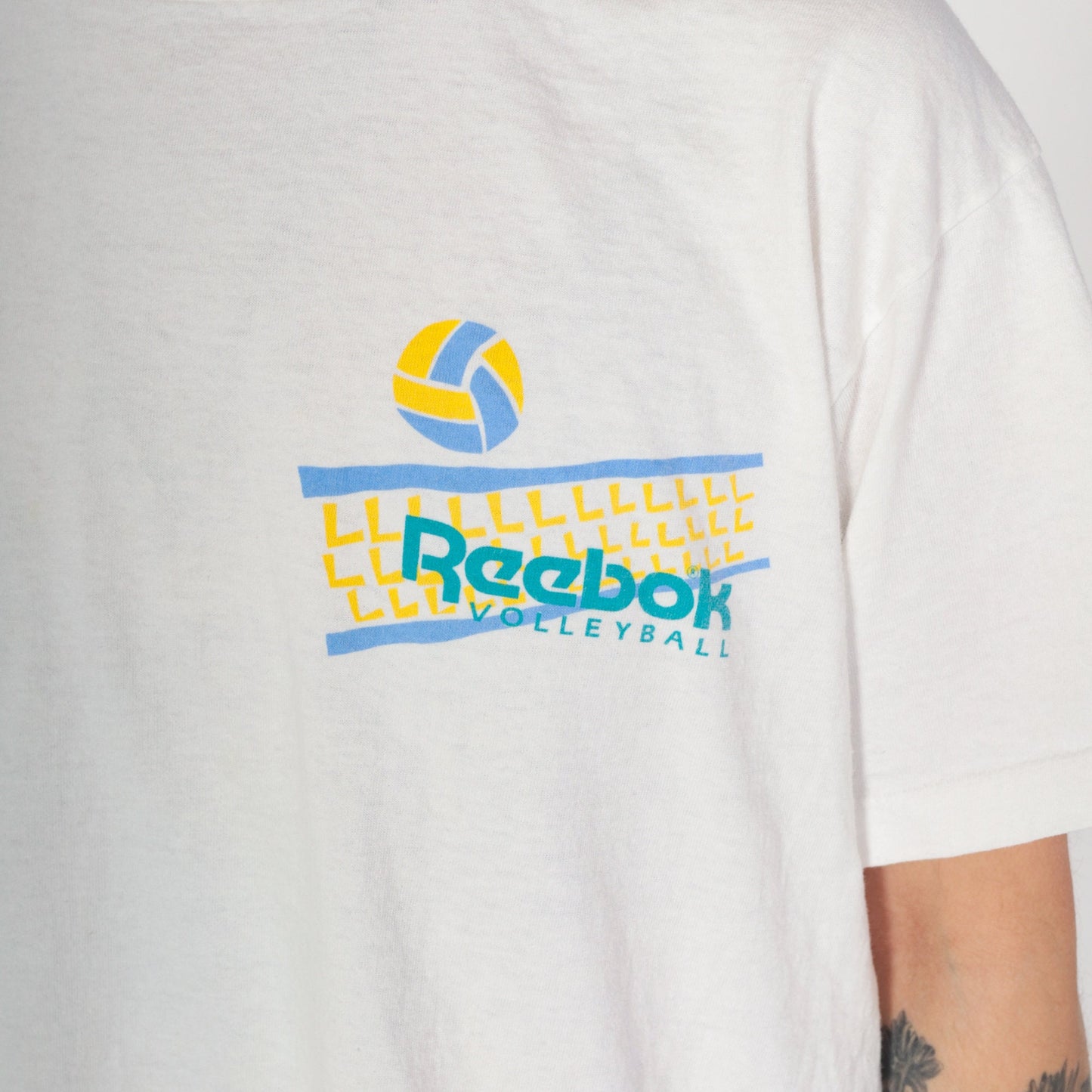 90s Reebok Volleyball Graphic T-Shirt White Cotton Athletic Tee Large L