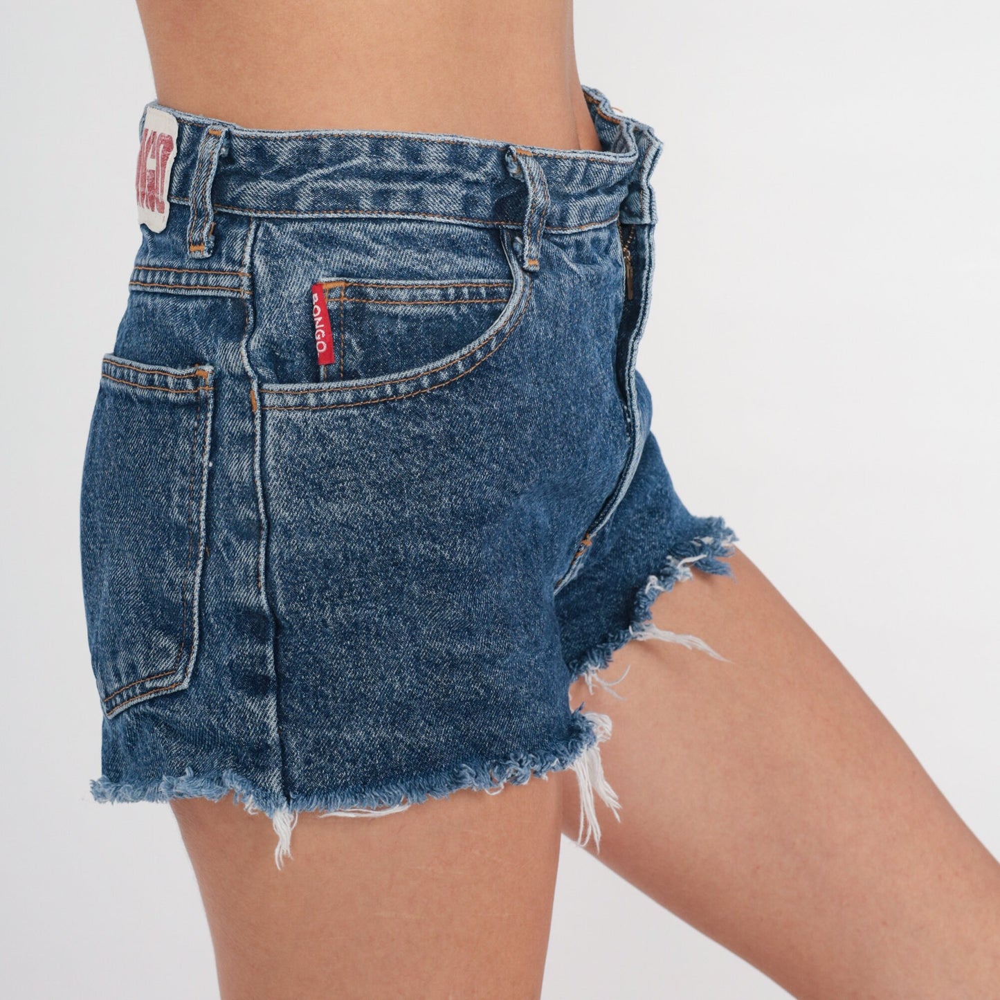 Bongo Y2K Stonewashed Denim Cutoff Shorts Blue Frayed Extra Small XS