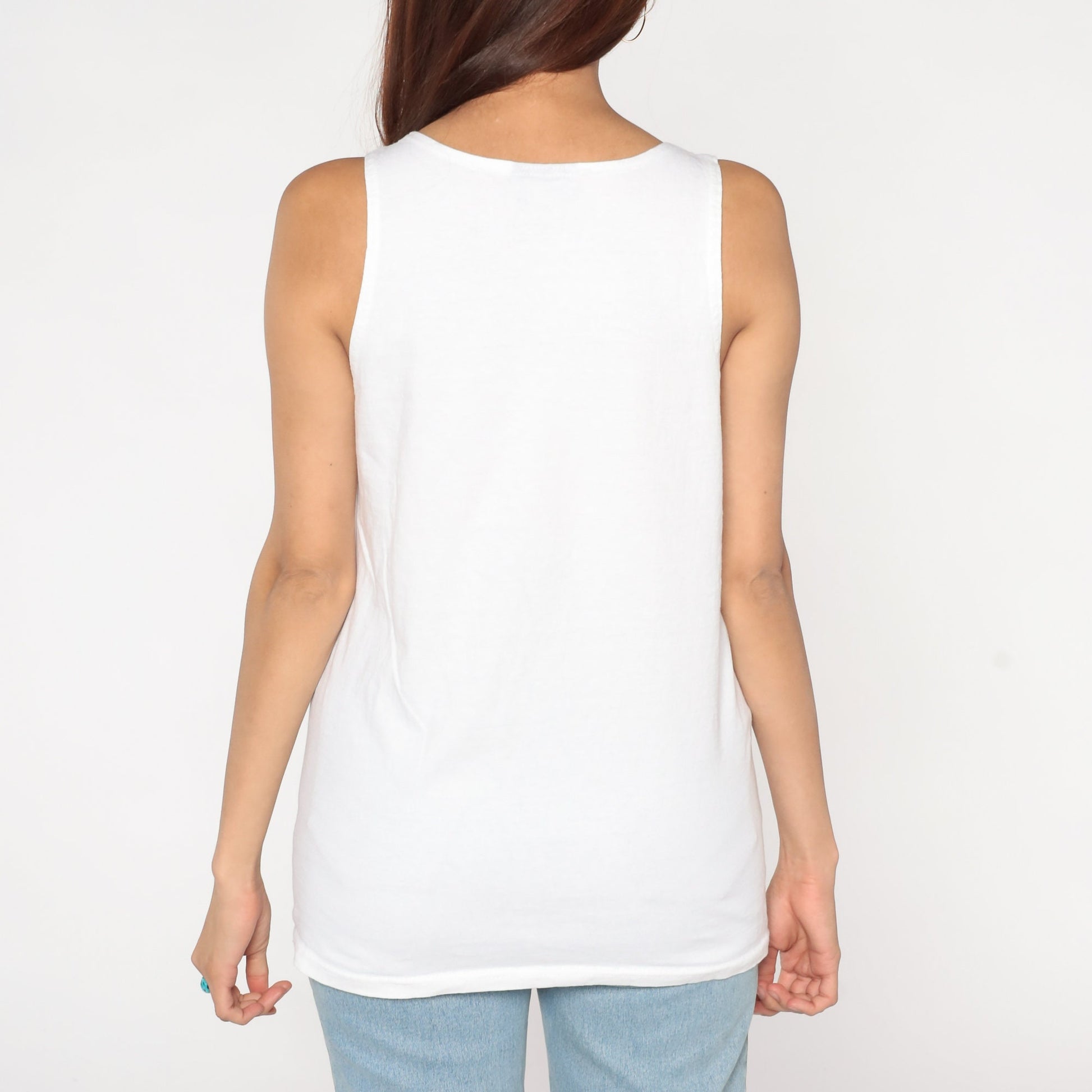 Y2K Arizona Snake Graphic Tank Top White Cotton Small S