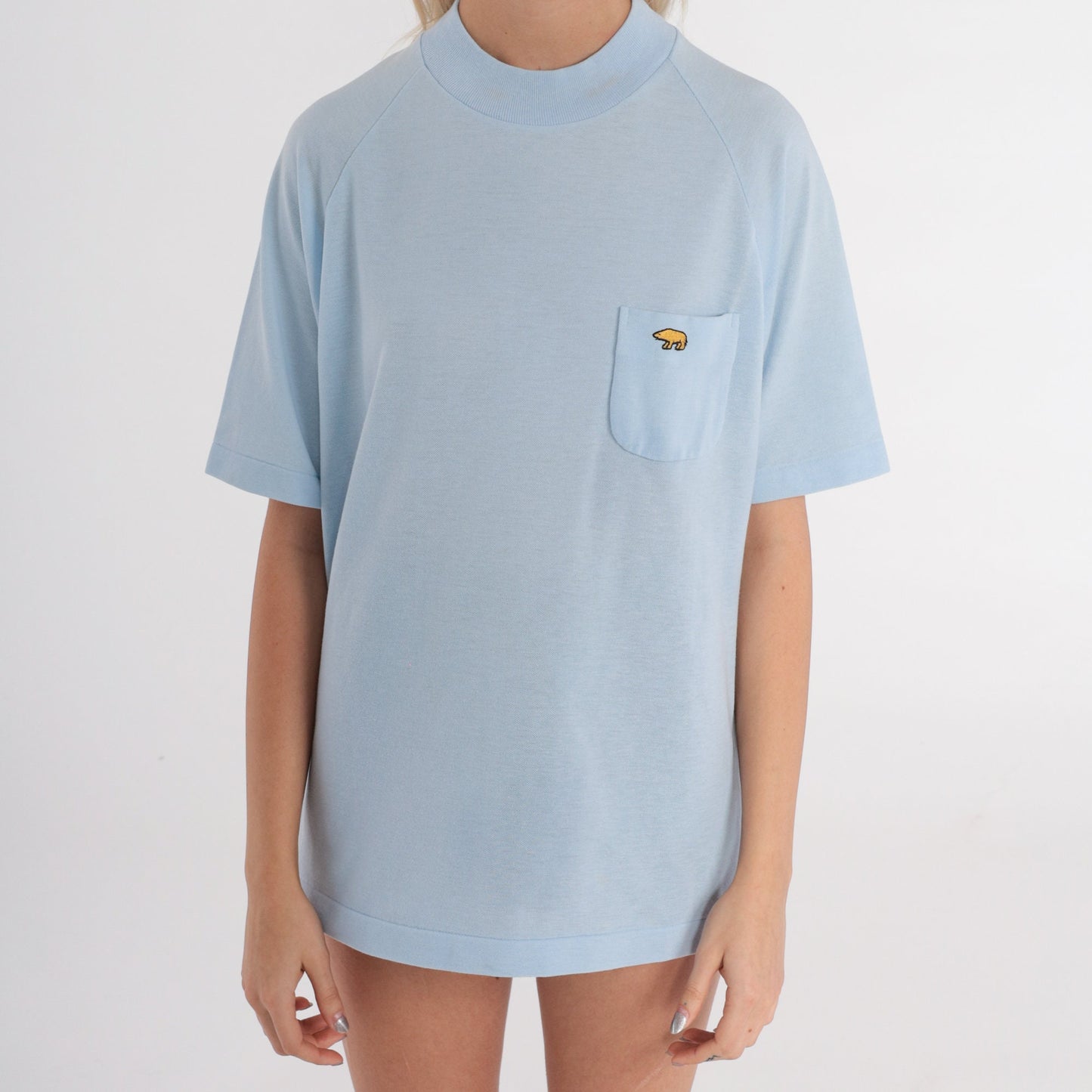 80s Jack Nicklaus Golden Bear Golf Shirt Baby Blue Pocket Tee Medium
