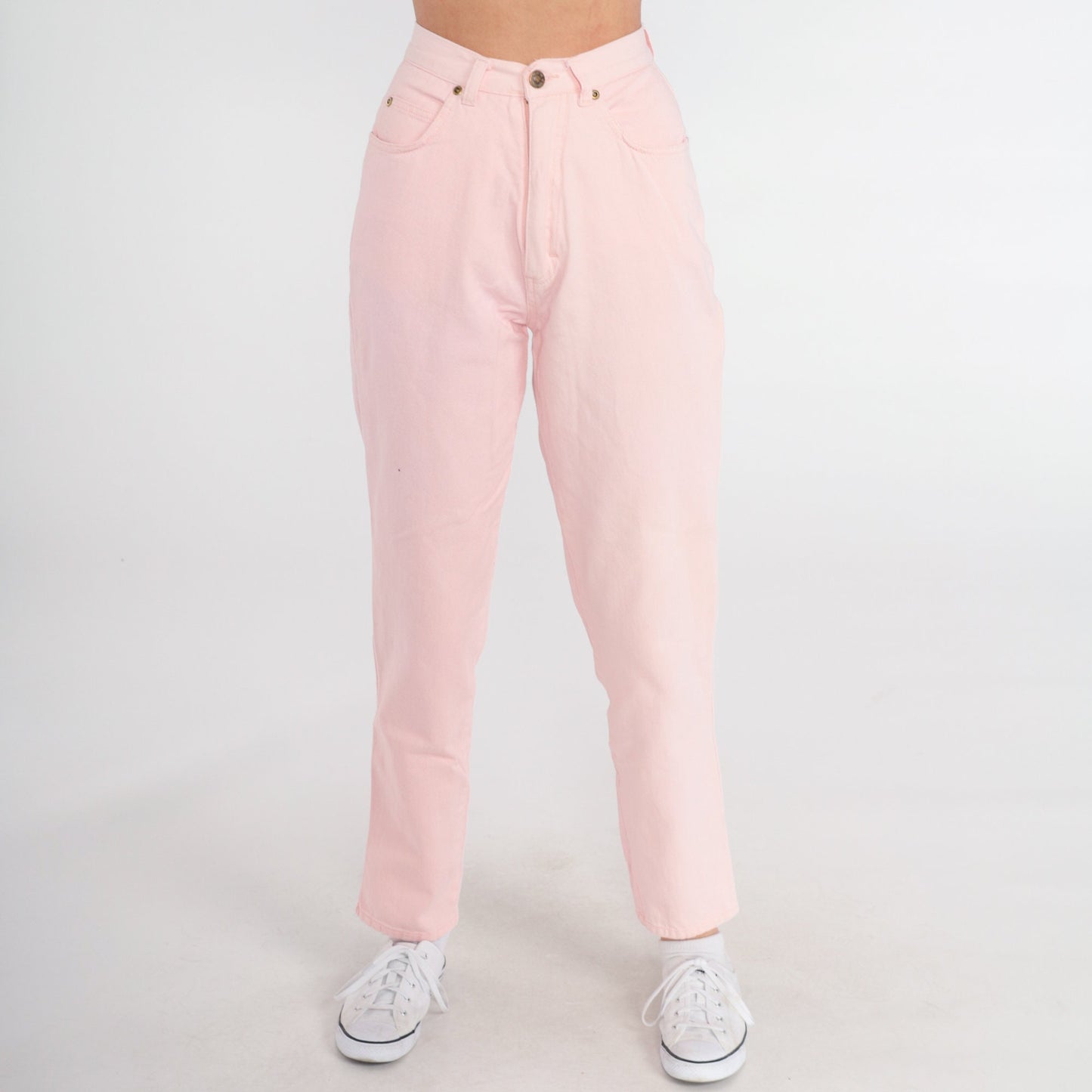 90s Baby Pink High-Waist Straight Jeans Cotton Denim Extra Small XS