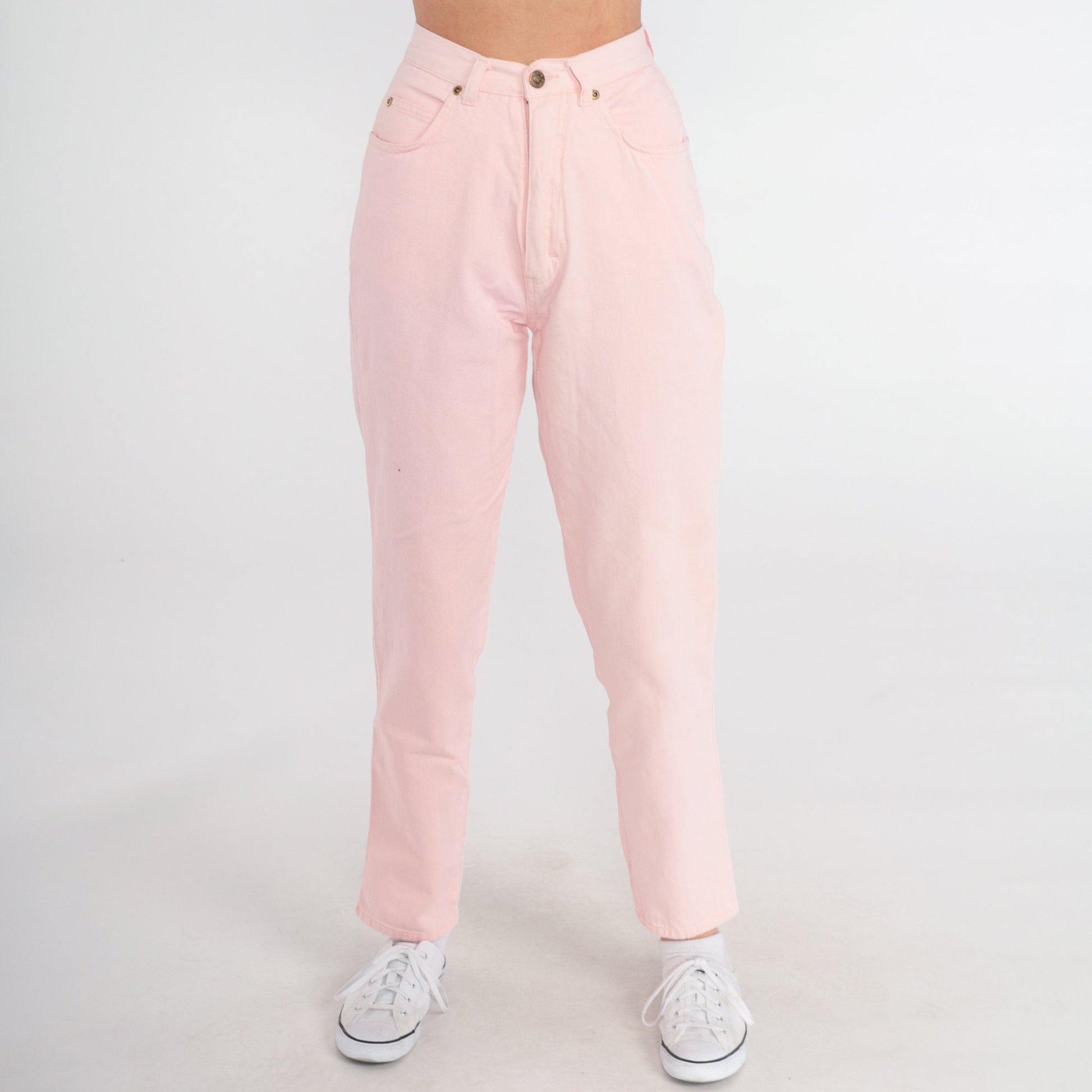 90s Baby Pink High-Waist Straight Jeans Cotton Denim Extra Small XS