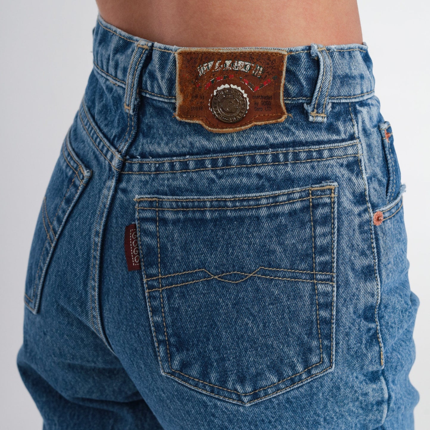 80s Gogo Jeans High Waisted Cropped Denim Dark Blue 2XS