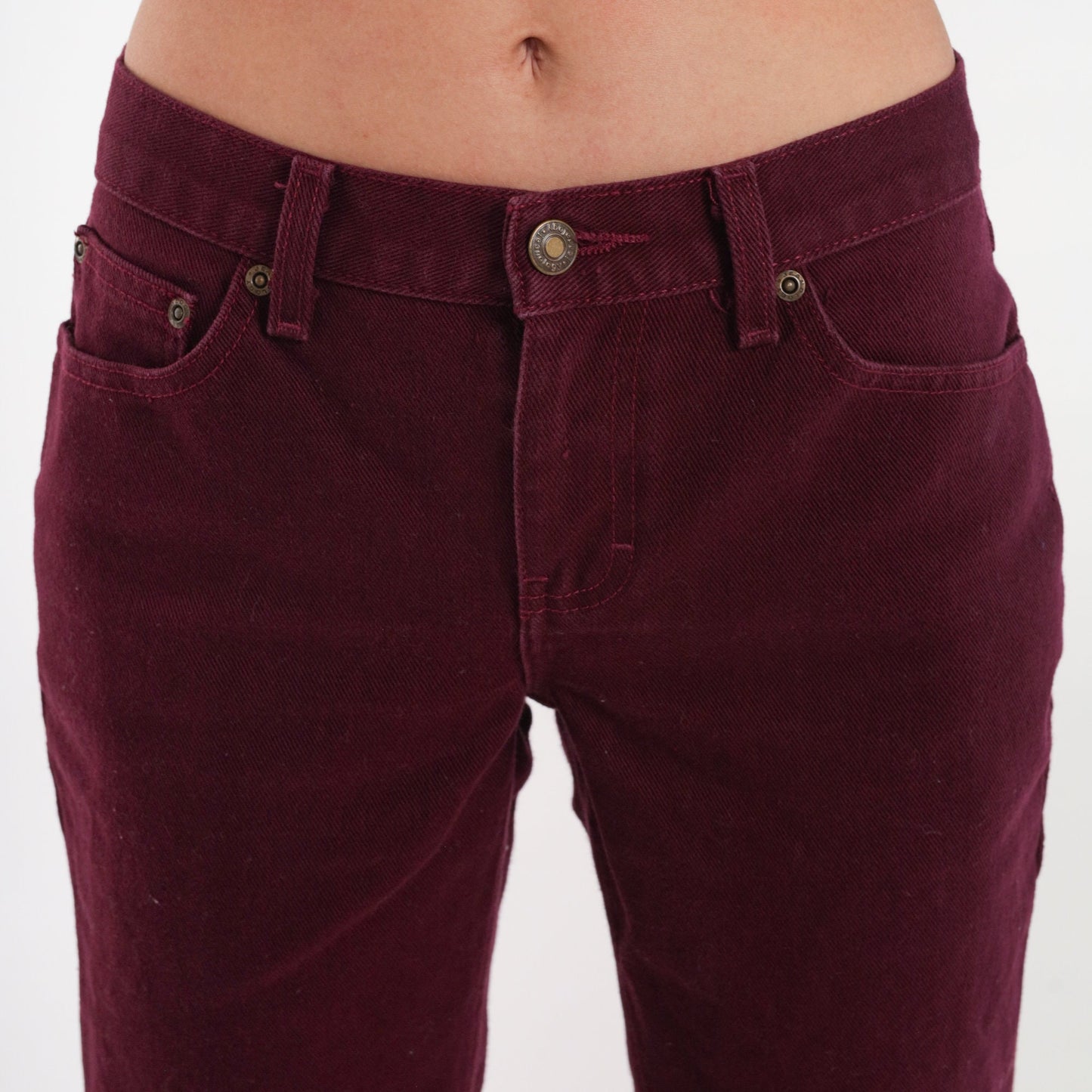 90s Burgundy Flared Jeans Low Rise Bell Bottom Denim Extra Small