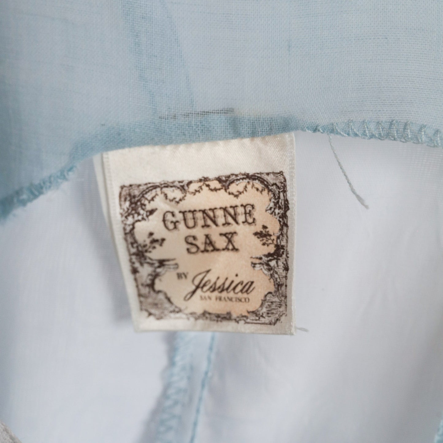 70s Gunne Sax Baby Blue Maxi Dress Lace-Up Bodice Tiered Small