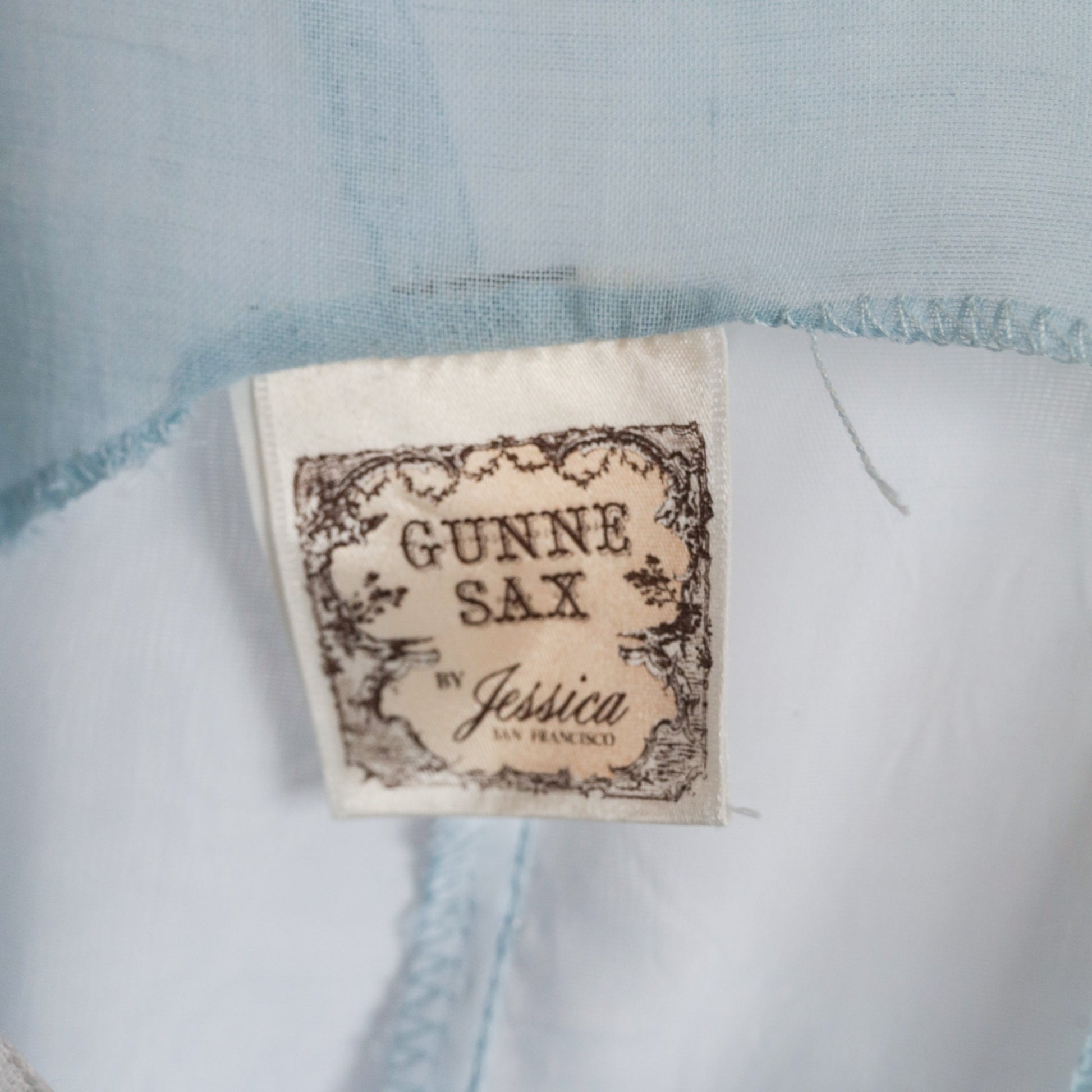 70s Gunne Sax Baby Blue Maxi Dress Lace-Up Bodice Tiered Small
