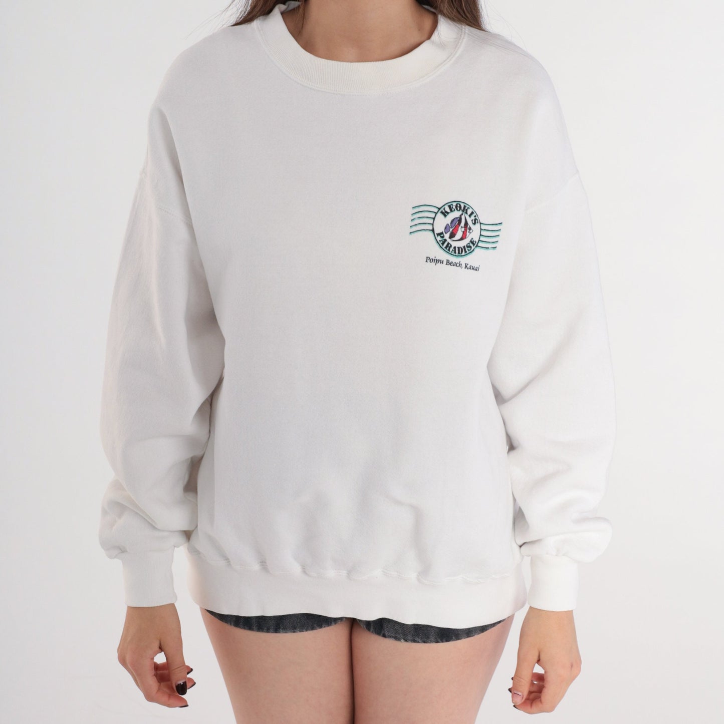 90s Keoki's Paradise Hawaii Sweatshirt White Graphic Crewneck Large