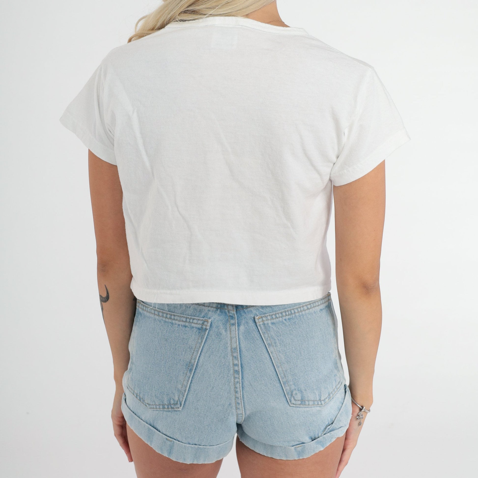 90s Glamis President's Day 1999 Crop Top White Graphic Tee Small S