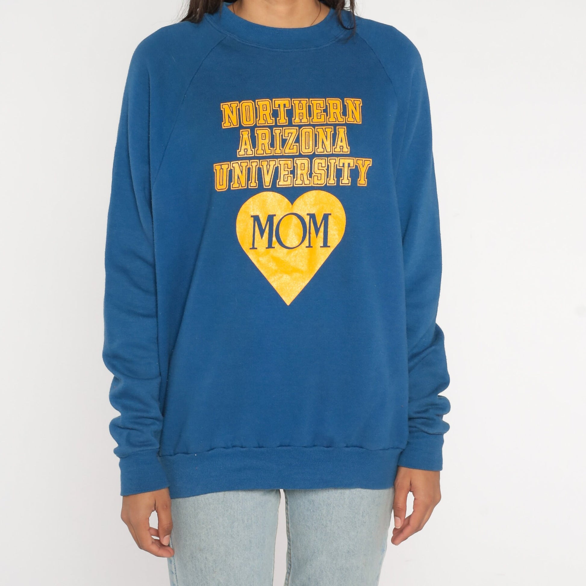 80s Northern Arizona University Mom Sweatshirt NAU Raglan Crewneck Large