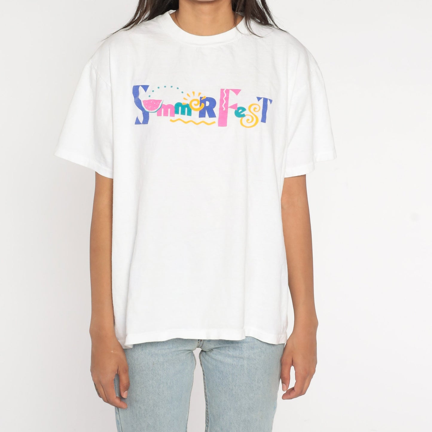 90s Summerfest Milwaukee Music Festival Graphic Tee White Cotton Large L