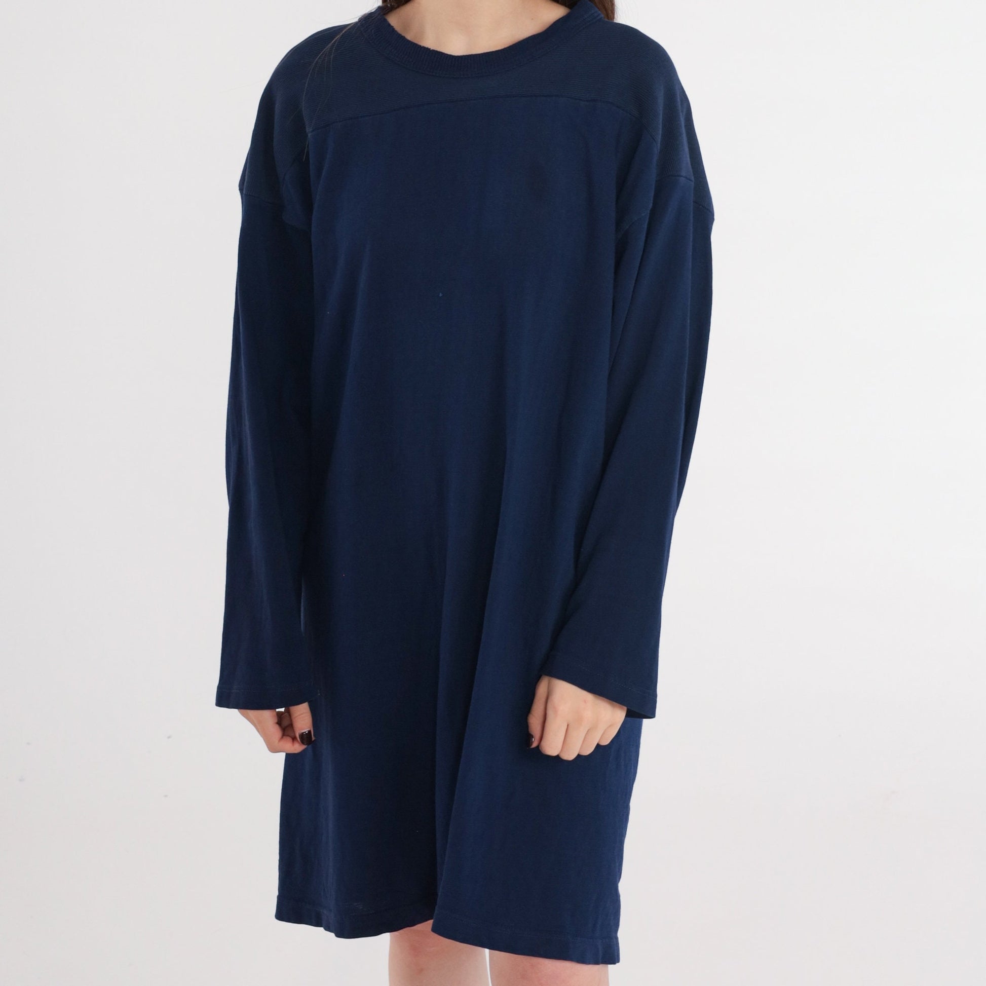 80s Wilson Navy T-Shirt Dress Plain Tee Large XL