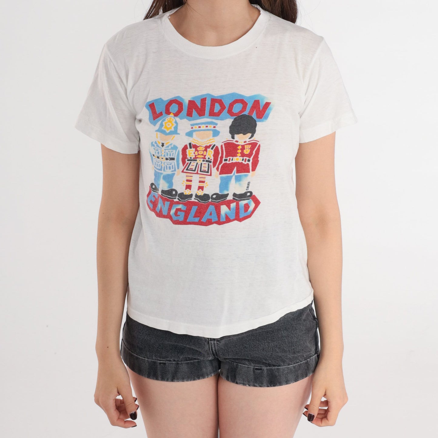 80s London England King's Guard Graphic T-Shirt Tourist Tee Extra Small