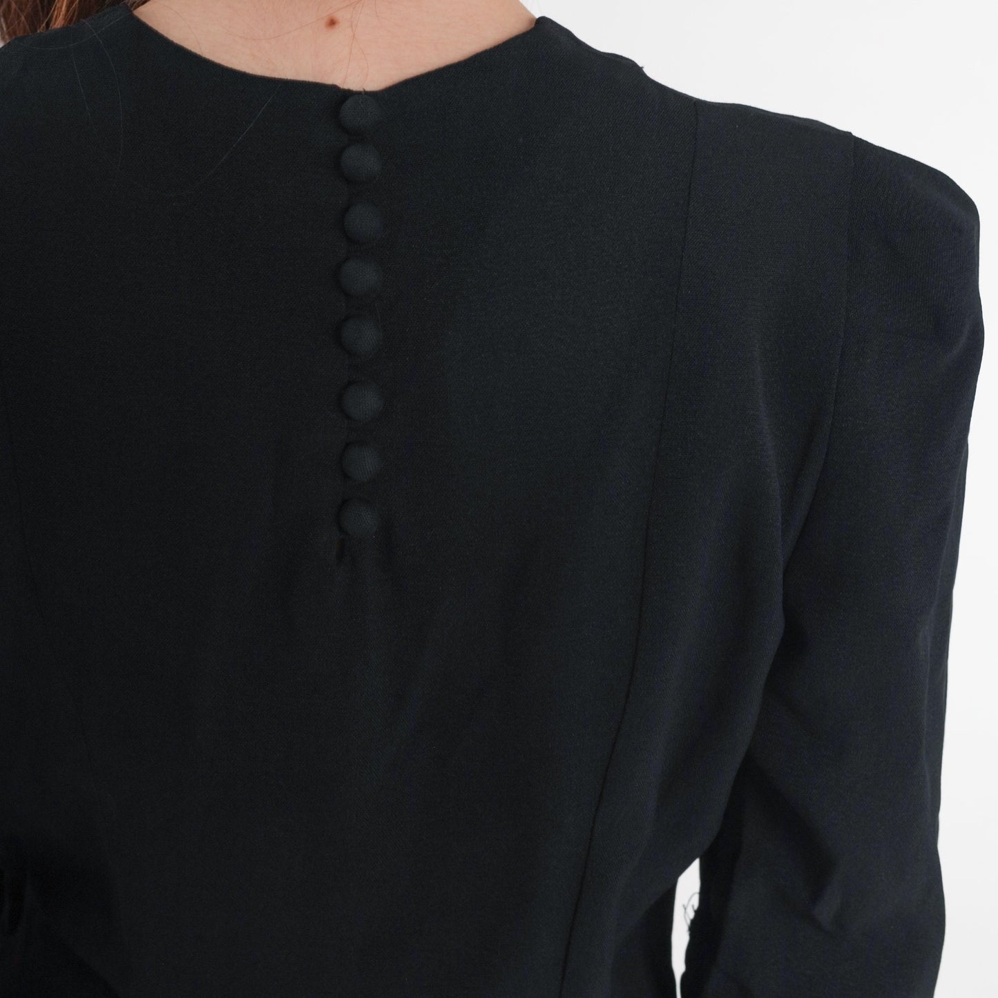 1950s Black Lace Trim Party Dress Shift Drop Waist Bow Tea Length Extra Small