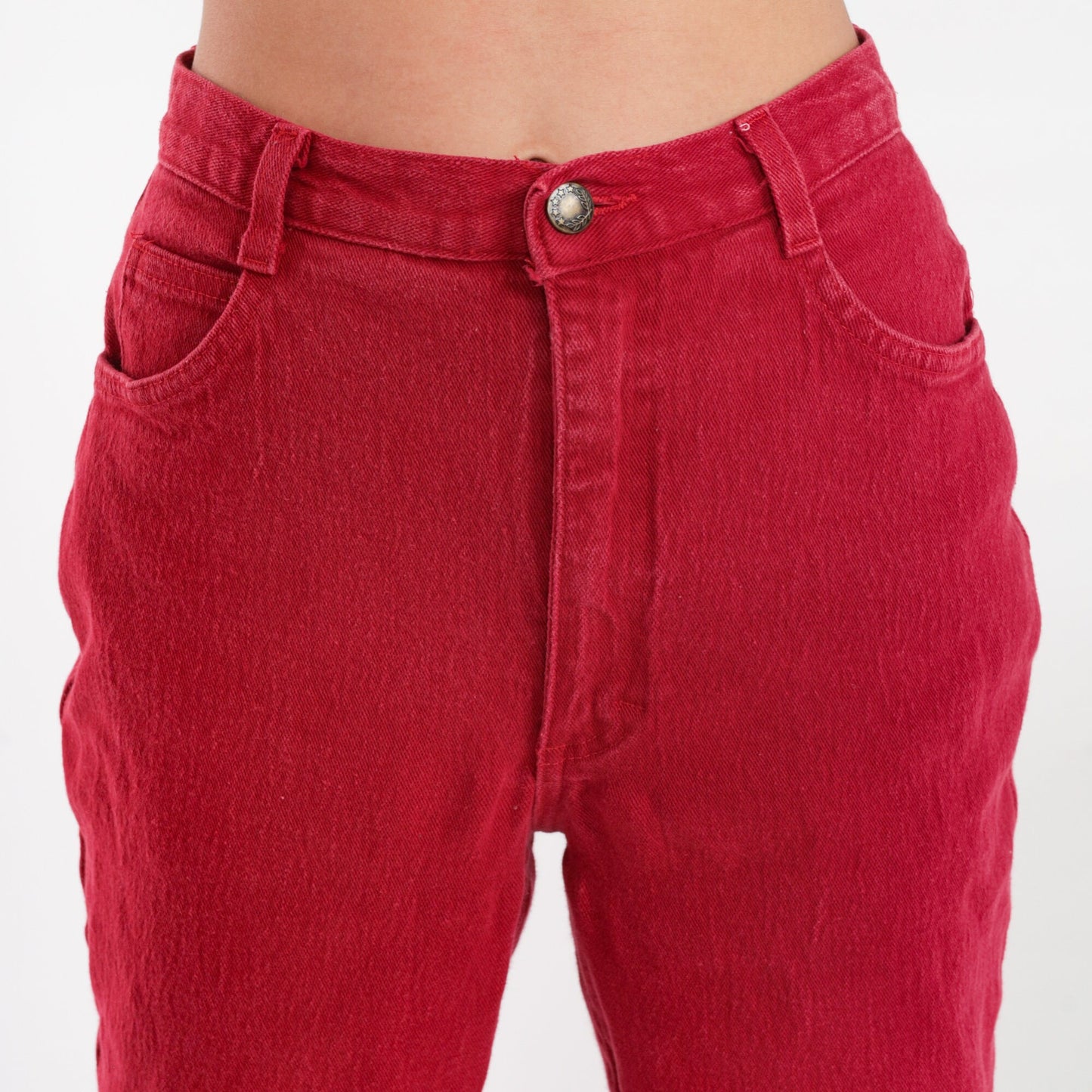 90s Forenza Red High-Waisted Mom Jeans Tapered Denim Small
